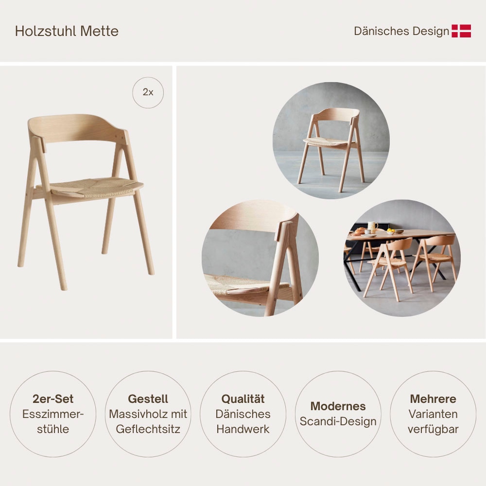 Thumbnail - Hammel Furniture Holzstuhl "Findahl by Hammel Mette" (Set) 2 Stk.Massivholz, mit Flechtsitz, versch. Farbvarianten