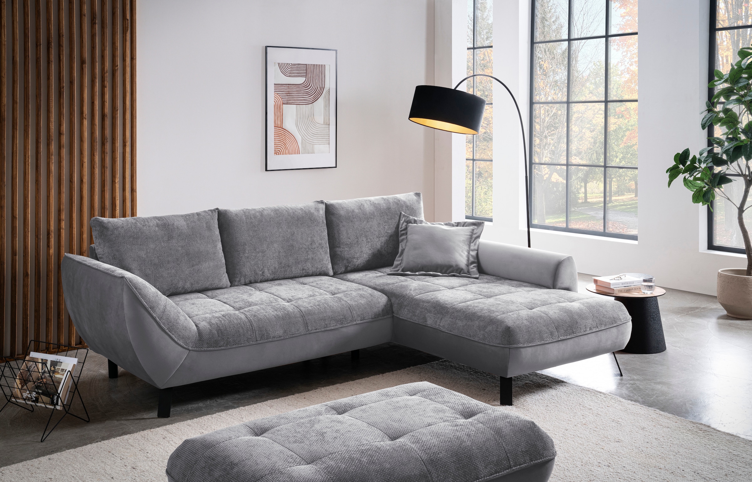 exxpo - sofa fashion Ecksofa "Bellinii, Materialmix, Strukturbezug und pfle günstig online kaufen