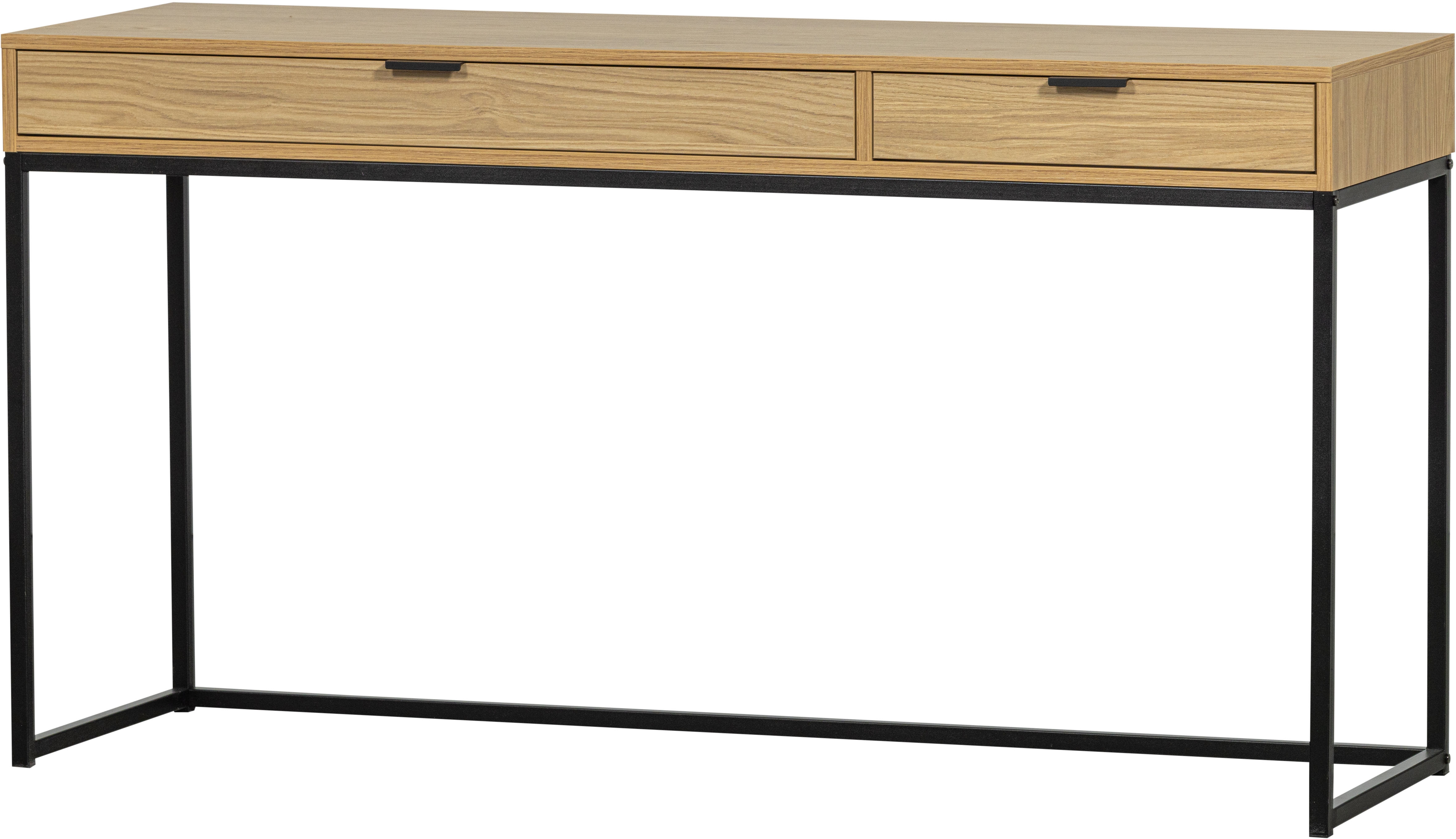 WOOOD Schreibtisch "Silas FSC-Eschenholz massiv mit Metallgestell H 75 x B 140 x T 44 cm" Tragkraft Deckfläche 35 kg, kratz- und hitzebeständige Oberfläche