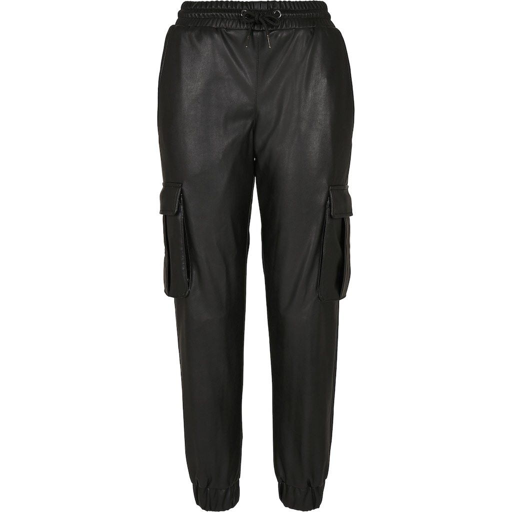 URBAN CLASSICS Cargohose »Urban Classics Damen Ladies Faux Leather Cargo Pants«, (1 tlg.)