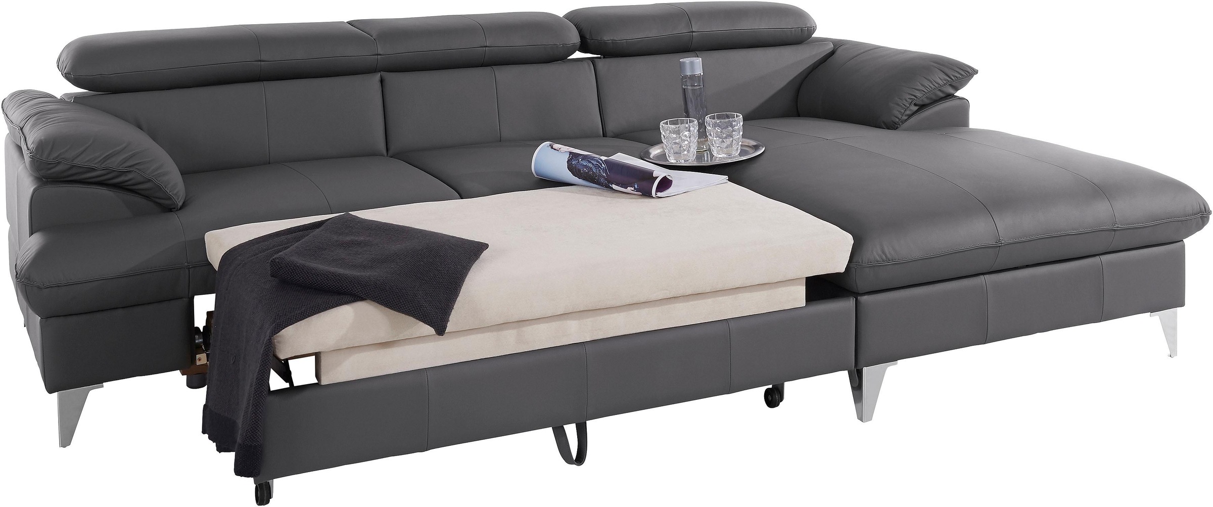 COTTA Ecksofa »Caluso L-Form«, mit Kopfteilverstellung, wahlweise mit Bettfunktion & Bettkasten