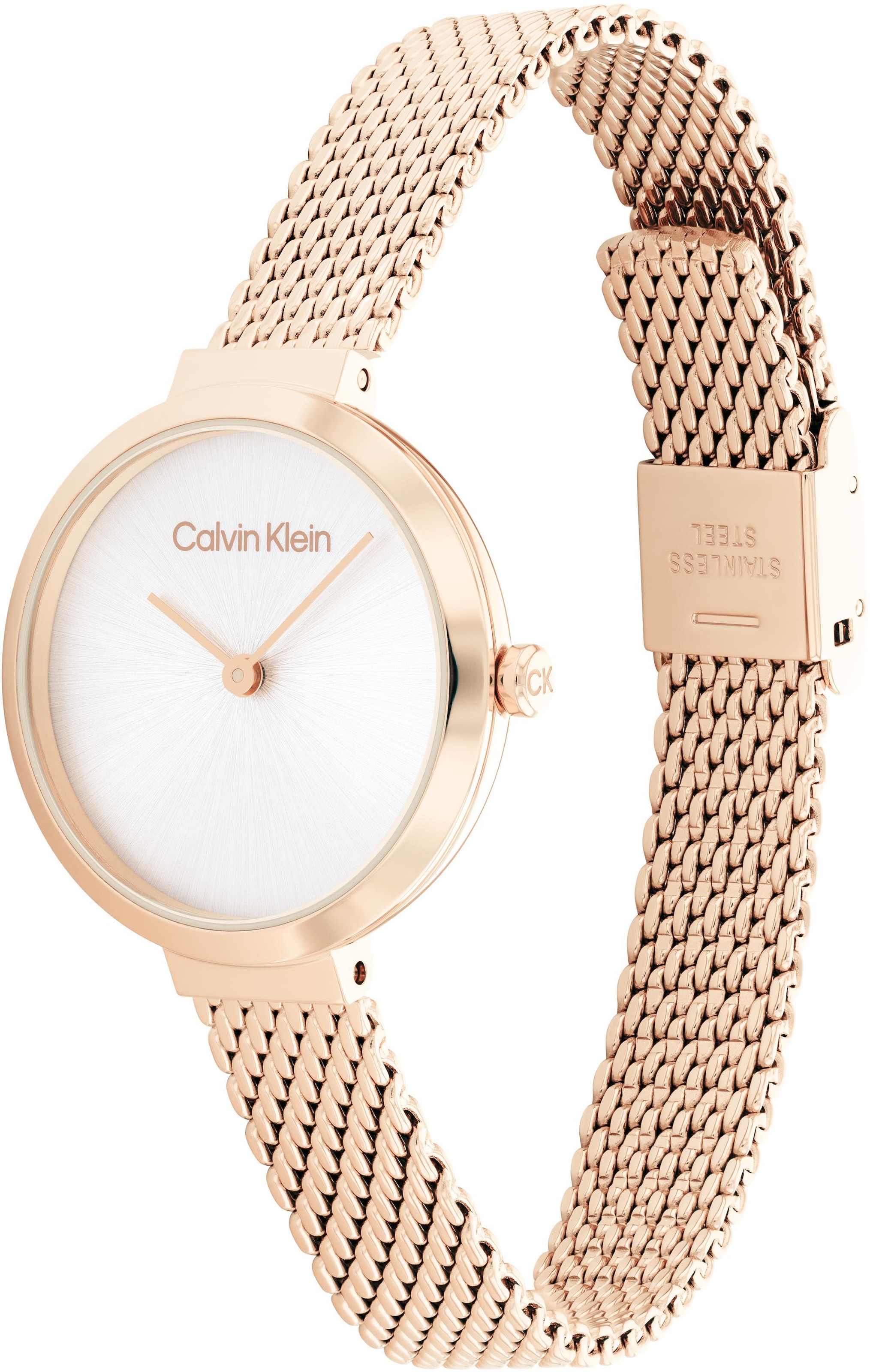 Calvin Klein Quarzuhr »MINIMALISTIC T BAR 28 mm«, Armbanduhr, Damenuhr, Mineralglas, Edelstahlarmband