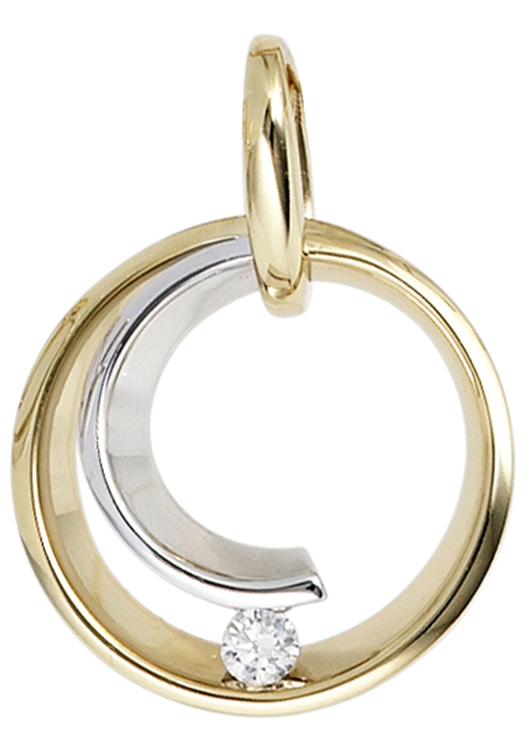JOBO Runder Anhänger 585 Gold bicolor mit 1 Diamant