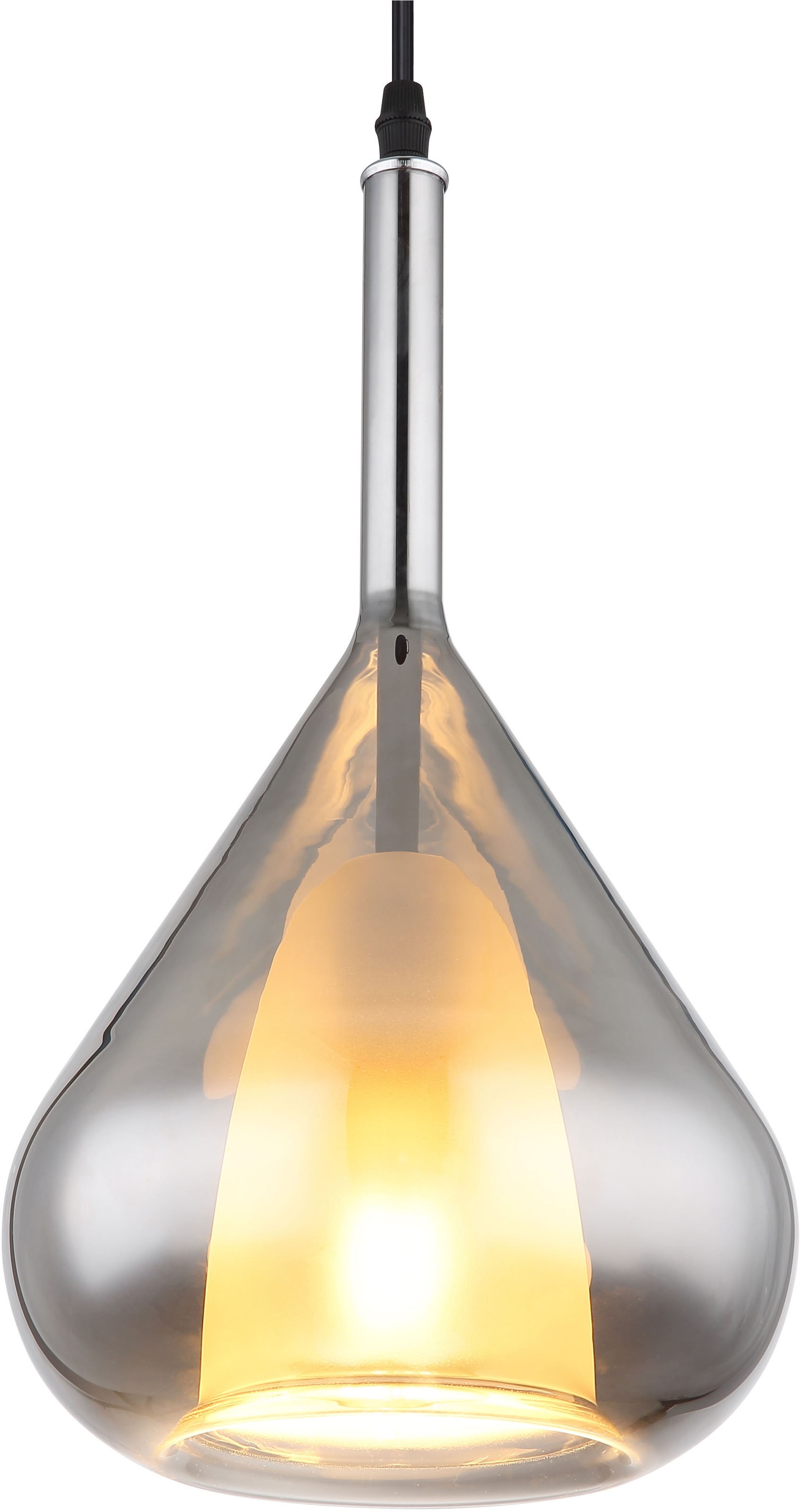GLOBO LIGHTING Hängeleuchte »GEEKY«, Leuchtmittel E27 | ohne Leuchtmittel, Hängelampe/Glas rauchfarben/Höhe kürzbar/Wohnzimmer