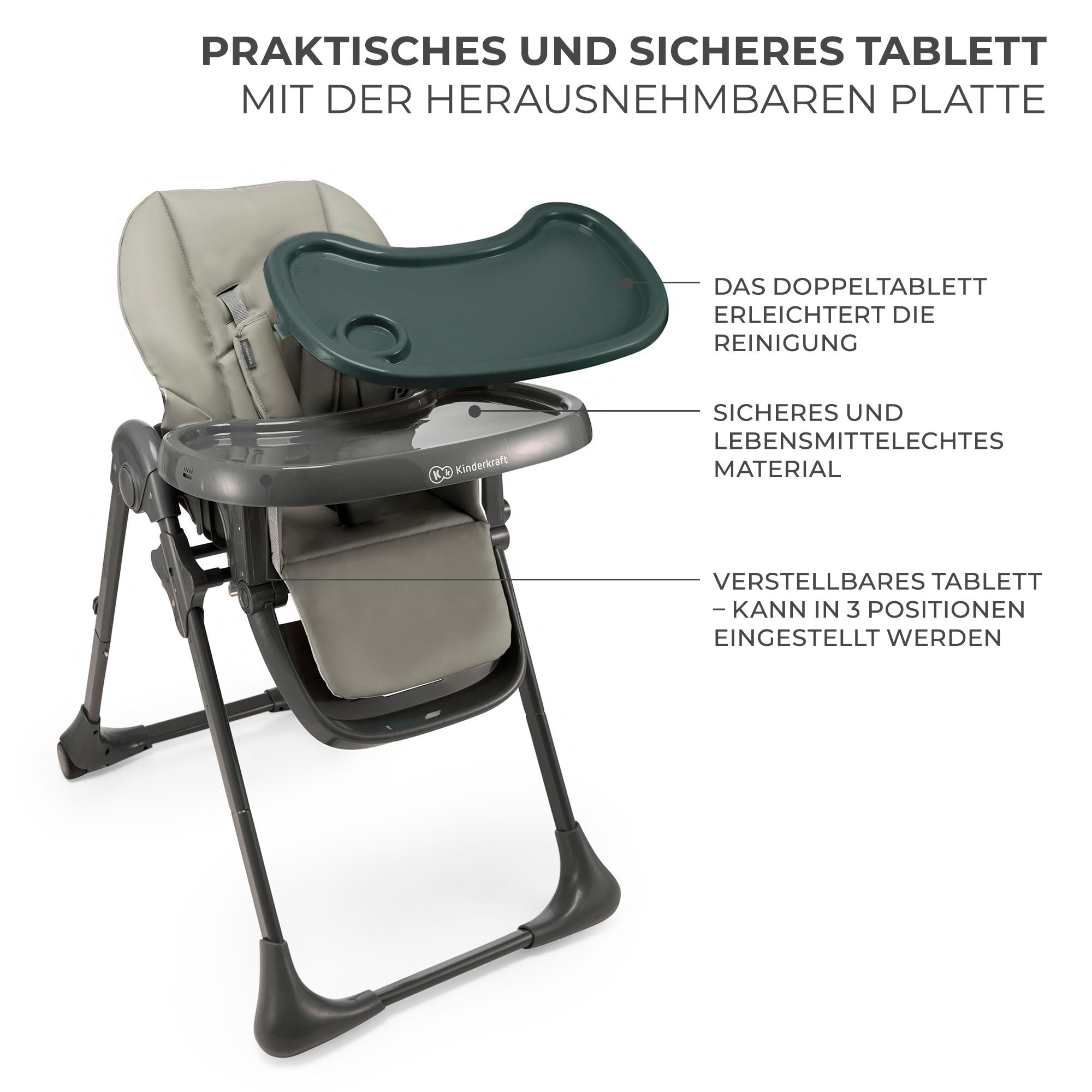 Kinderkraft Hochstuhl »TUMMIE«, mit Liegefunktion
