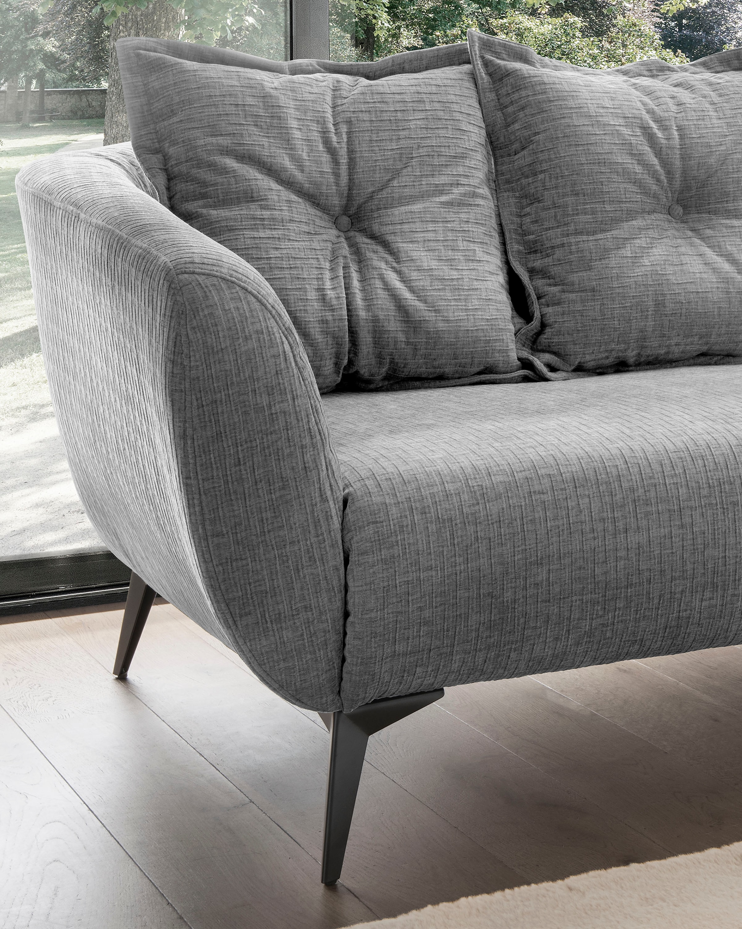 Home affaire 2,5-Sitzer »Baggio, Breite 196 cm zeitlos & elegant, bequem« schwarze Metallfüße