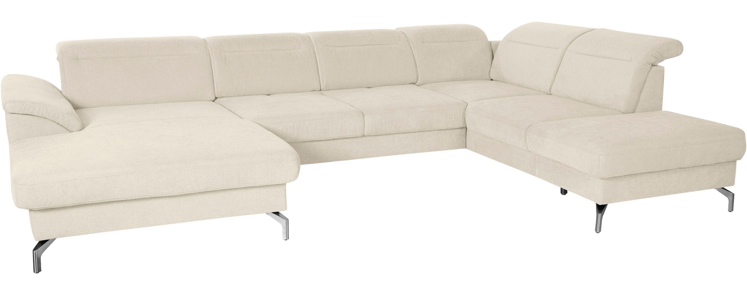 sit&more Wohnlandschaft »Percy U-Form«, 15 cm Fußhöhe, Sitztiefenverstellung, wahlweise in 2 Fußfarben