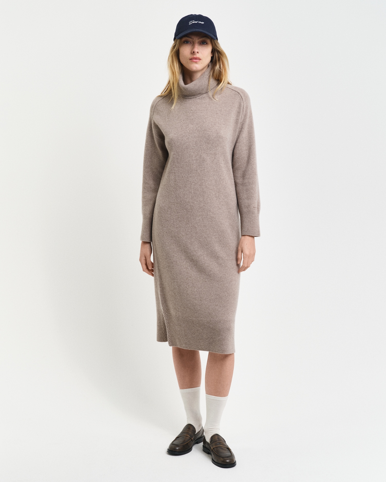 Gant Midikleid "HERRINGBONE DETAIL ROLLNECK DRESS", mit Rollkragen