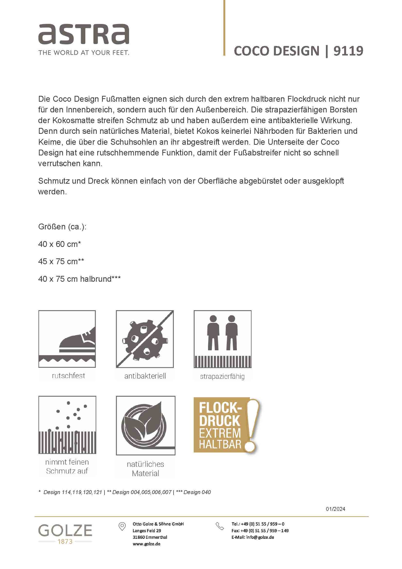 Thumbnail - ASTRA Fußmatte "Coco Karo" rechteckig 14 mm Höhe Schmutzfangmatte, Kokosmatte