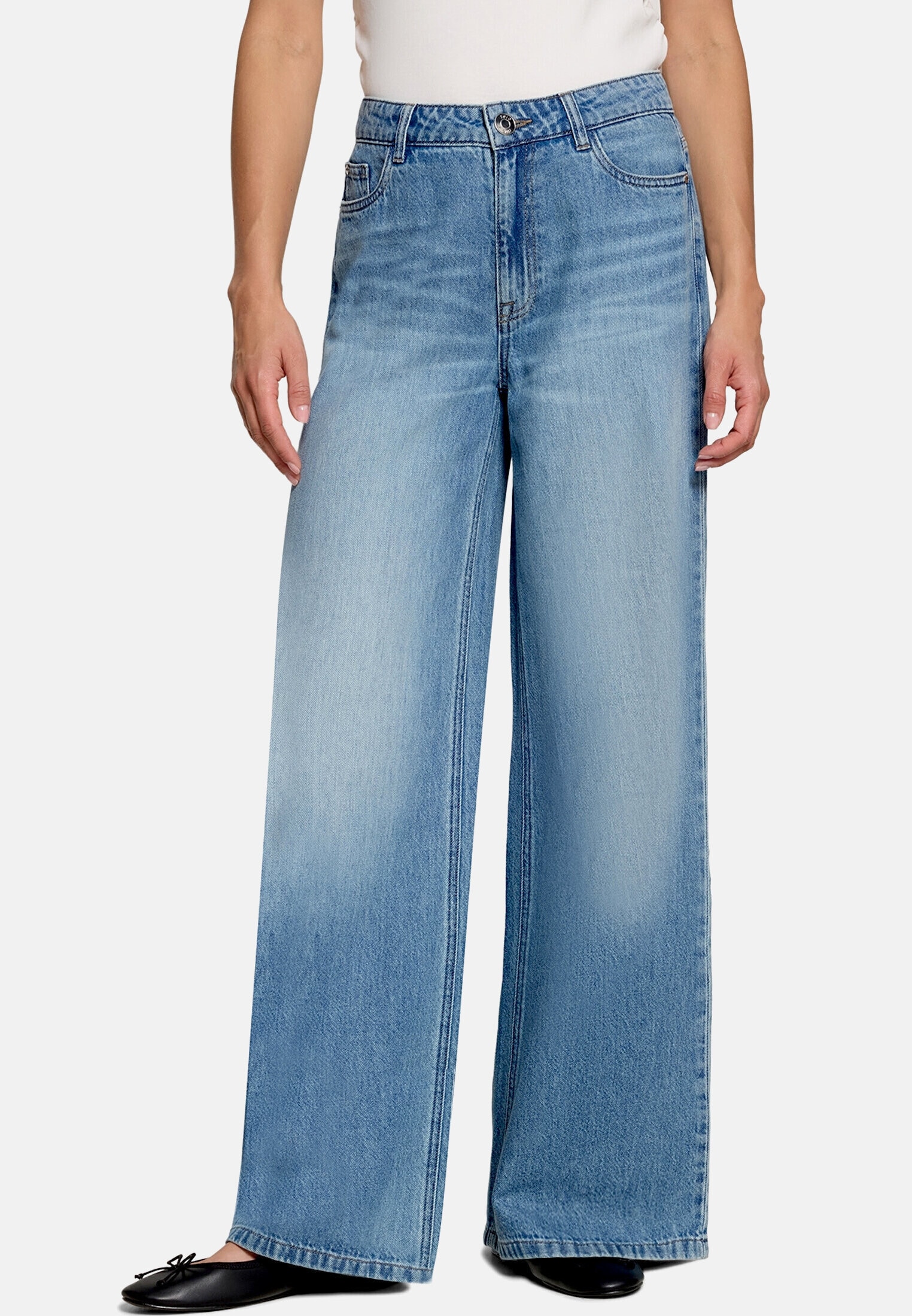 Zero Bequeme Jeans »Damen fit Jeans mit weitem Bein«
