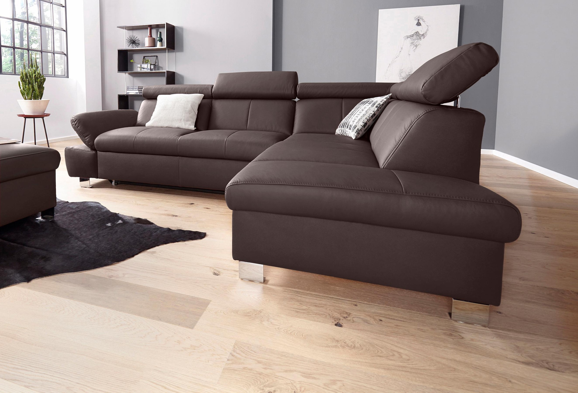 exxpo - sofa fashion Ecksofa "Happy, modern und bequem, L-Form", inkl. Kopf günstig online kaufen