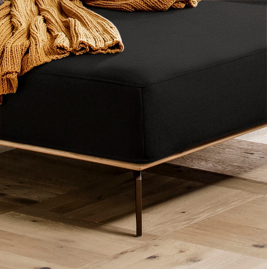 Ecksofa W.SCHILLIG "run, Designsofa mit tollem Sitzkomfort, bequem, L-Form", schwarz (midnight w82), B:319cm H:88cm T:178cm, Longlife Xtra-Leder Z73: Naturwalkleder der Luxusklasse aus den erlesensten Rohhäuten. Hautstärke 1, 1 – 1, 3 mm;ROHLEDER Jacquard 9