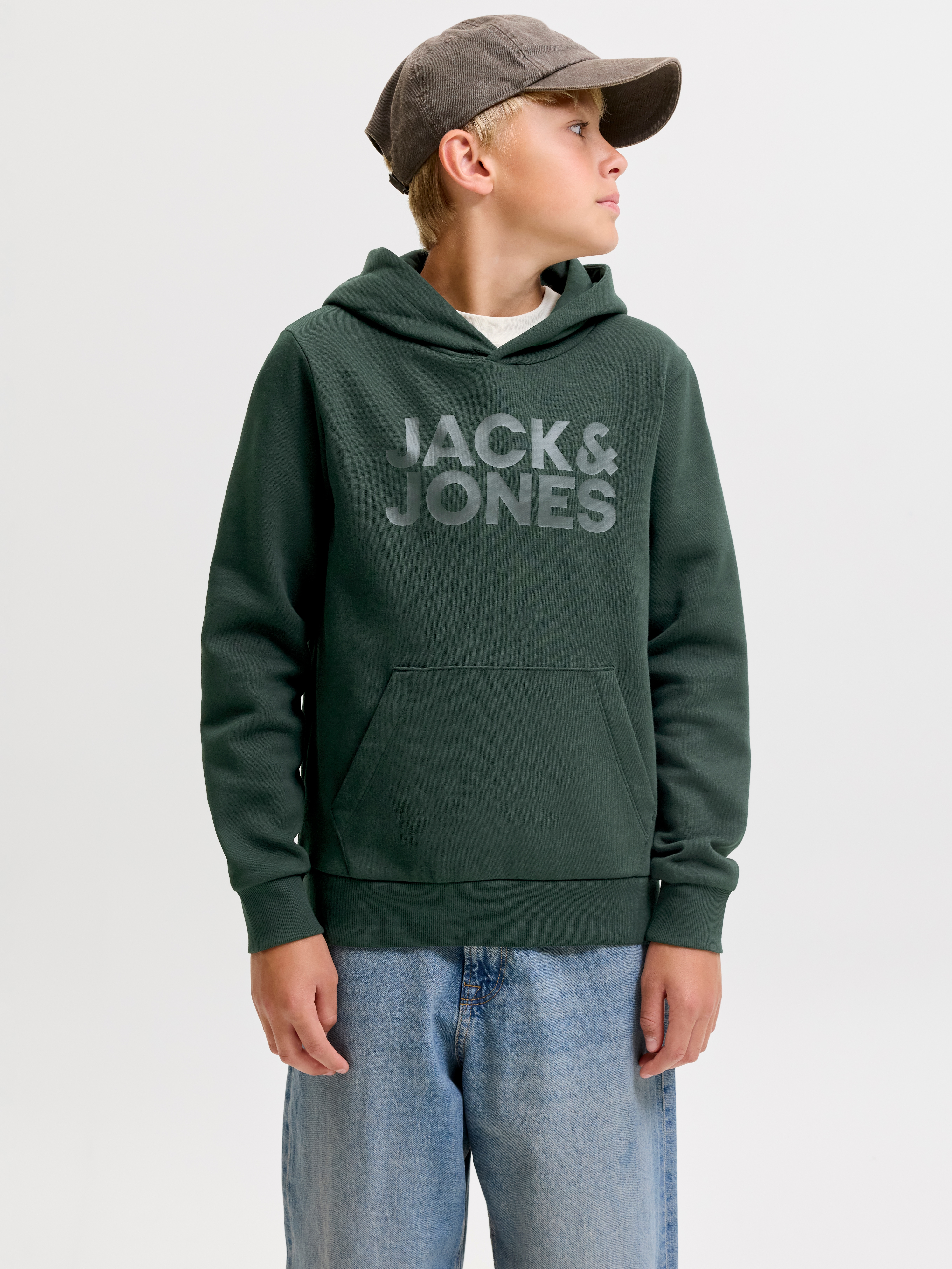 Jack & Jones Junior Kapuzensweatshirt "JJECORP mit Druck, Kängurutasche, pflegeleicht", Baumwollmischung, regular fit