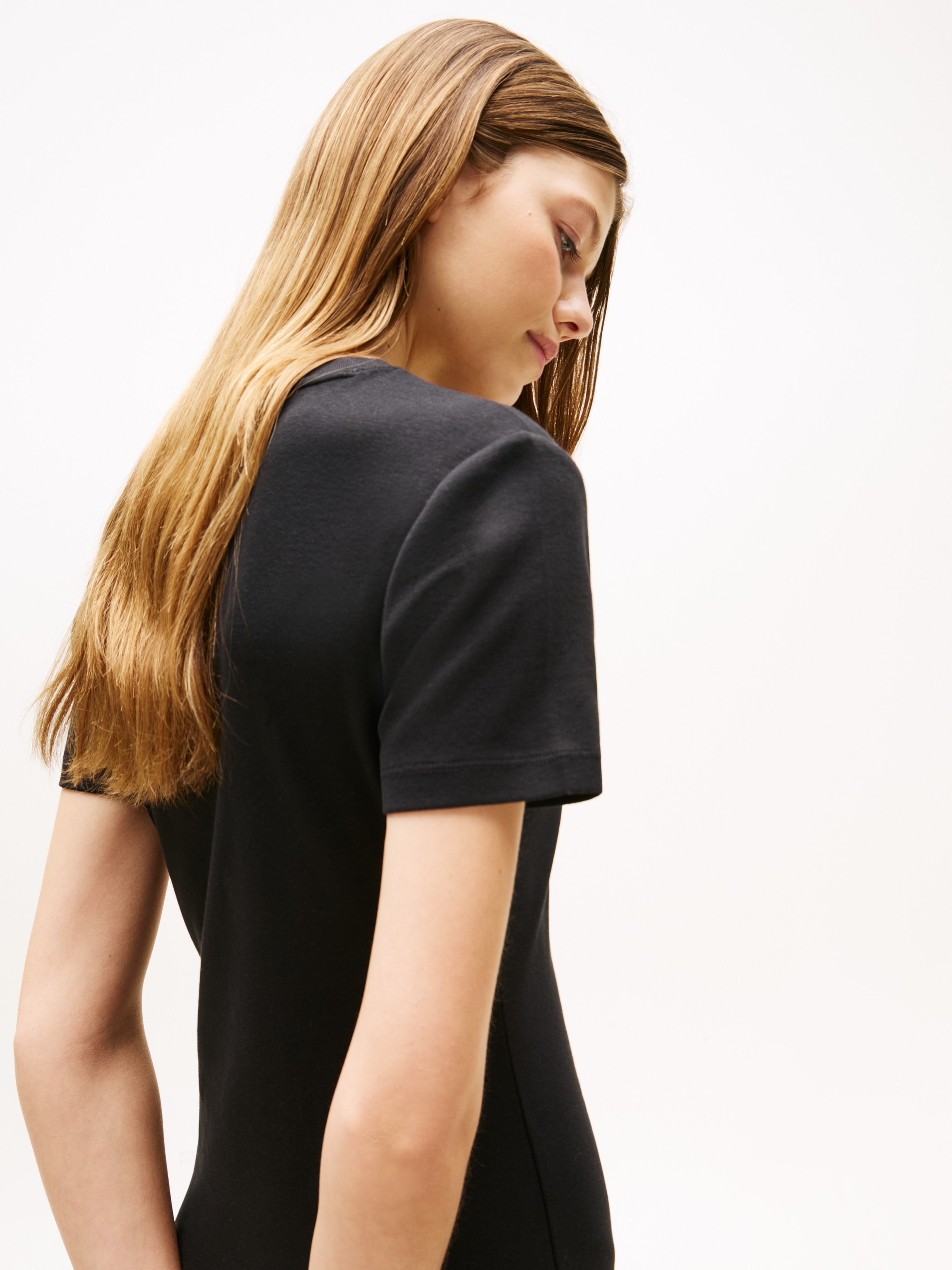 Tommy Hilfiger Shirtkleid »NEW CODY STR SLIM SHORT DRS SS«, mit allover Streifendessin, Logo-Flag
