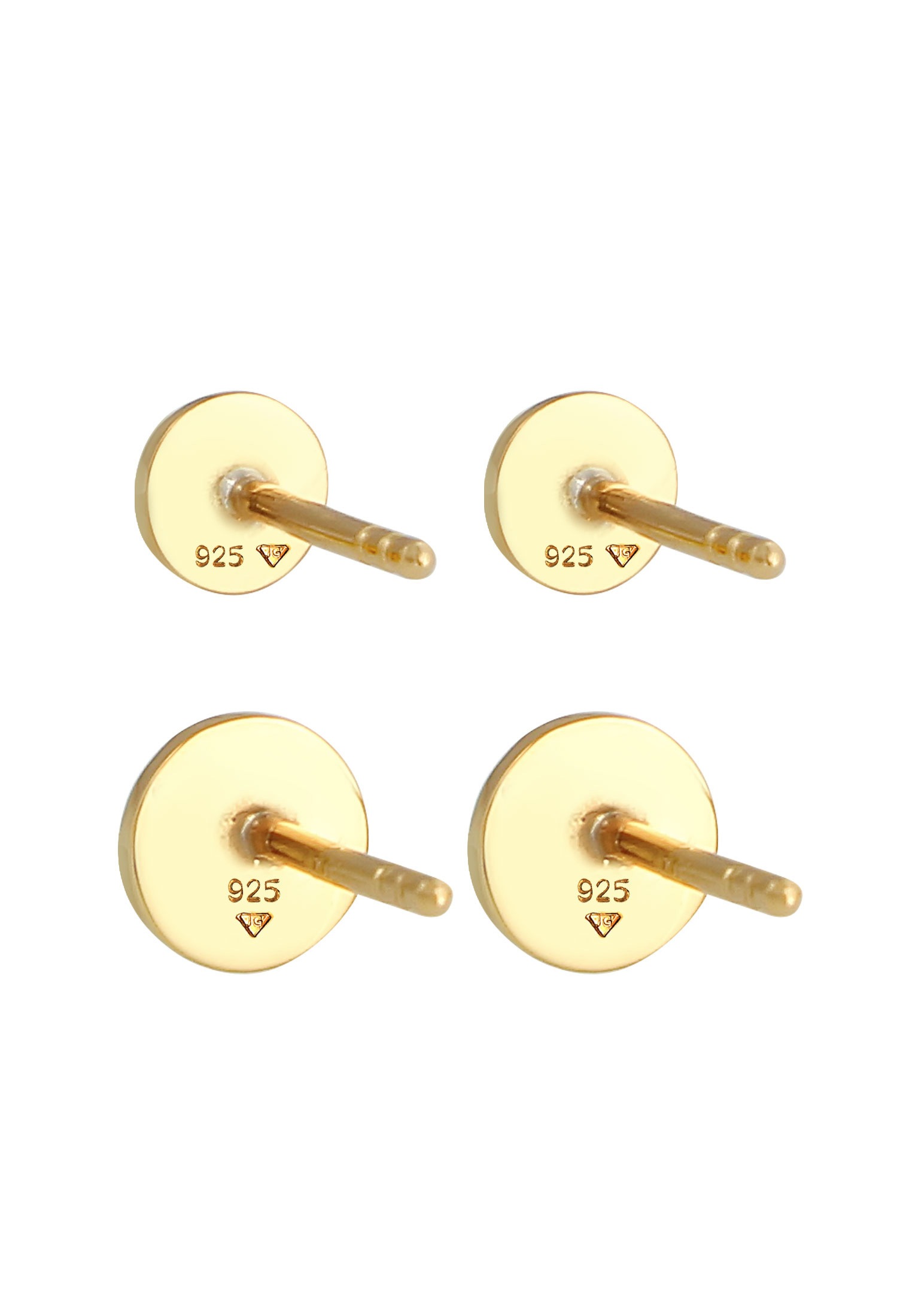 Ohrring-Set ELLI "Disc Plättchen Kreis Basic 2er Set 925 Silber", gold, Ohrringe, Damen, onesize, ohne Stein, Silber 925 (Sterlingsilber) 3