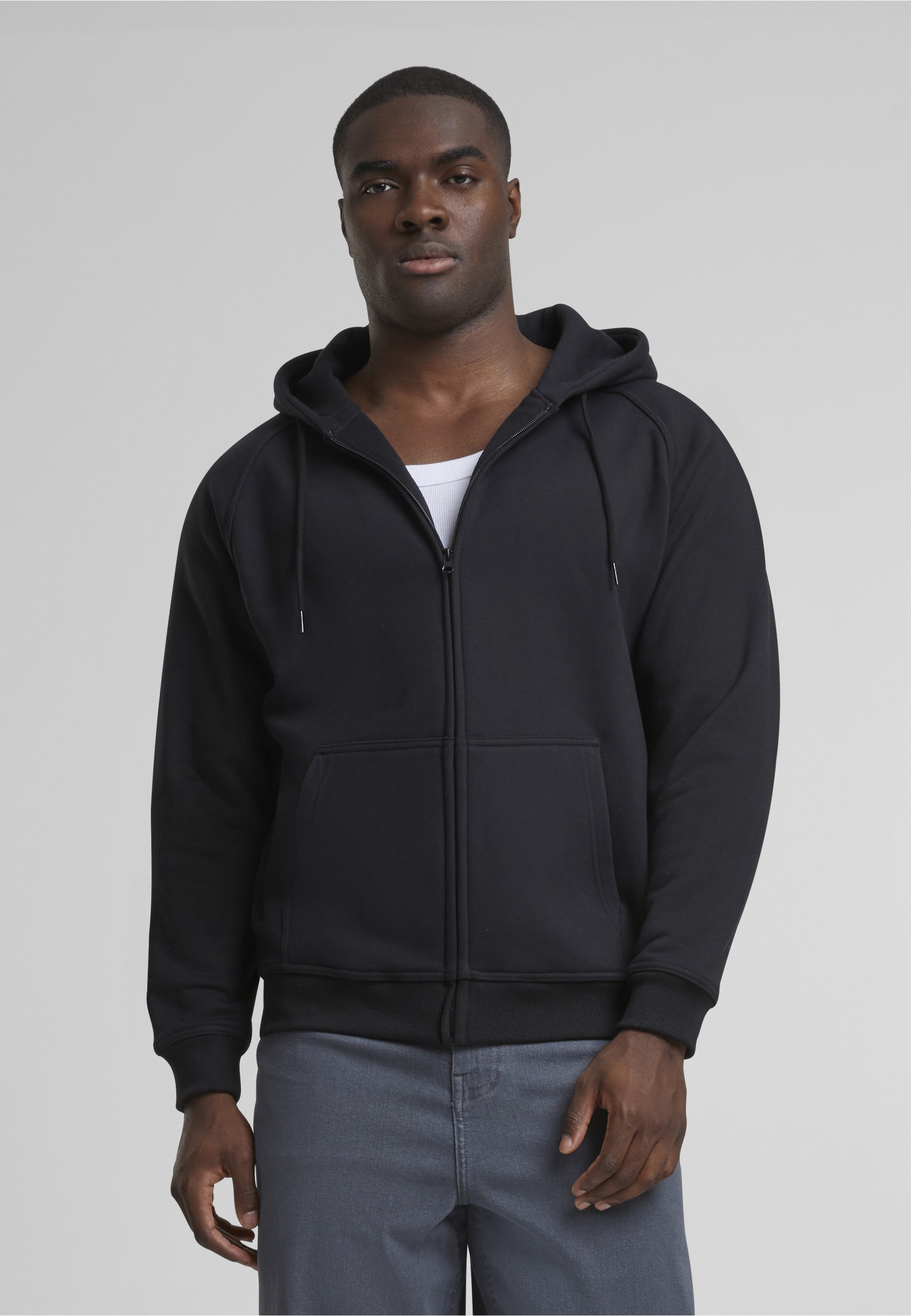 URBAN CLASSICS Kapuzenfleecejacke »Urban Classics Herren Zip Hoody« 1 Stk. tlg. mit Kapuze