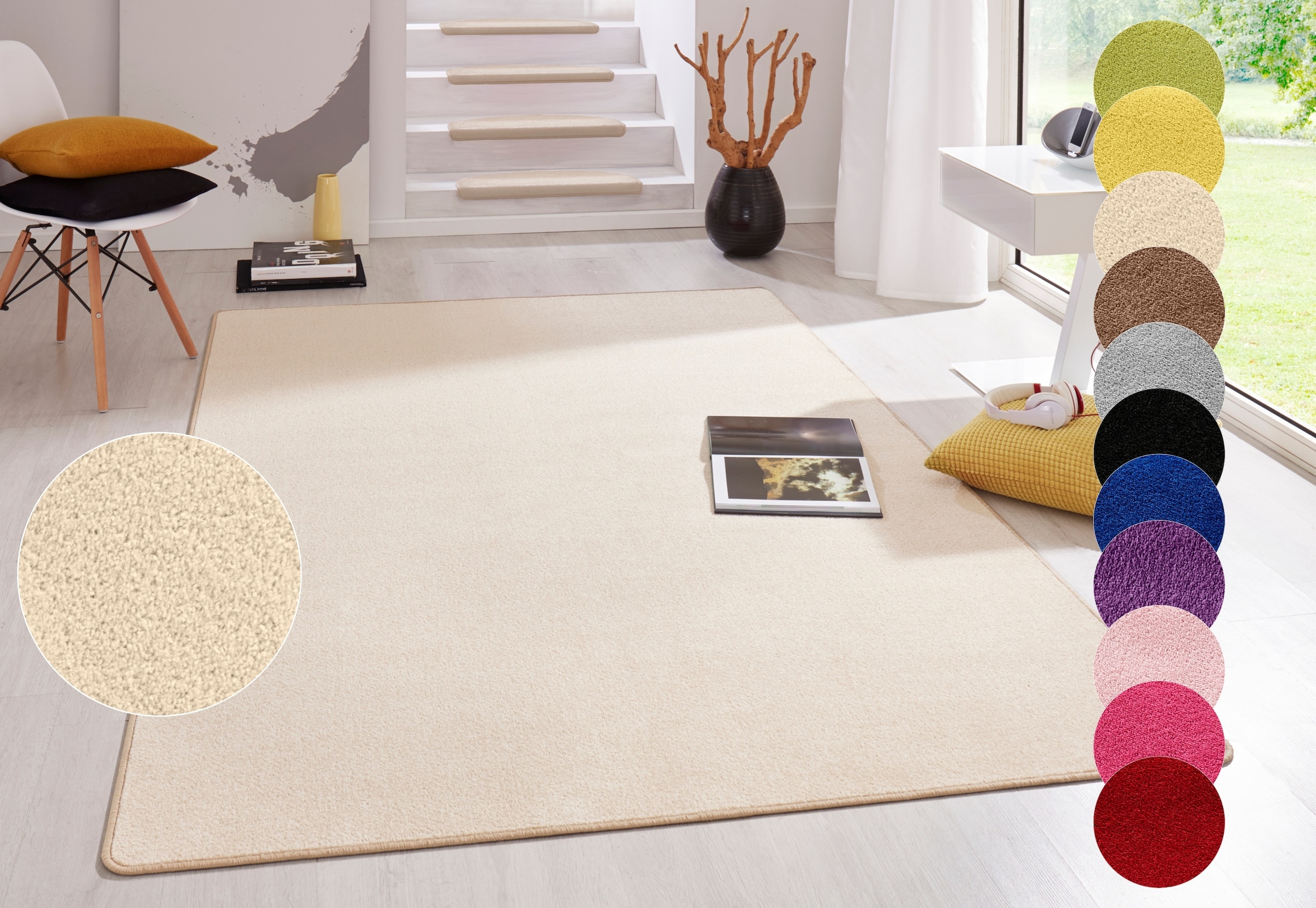 HANSE Home Teppich »Fancy«, rechteckig, 7 mm Höhe, Kurzflor, Läufer, uni, gekettelt, Wohnzimmer, Schlafzimmer, Esszimmer