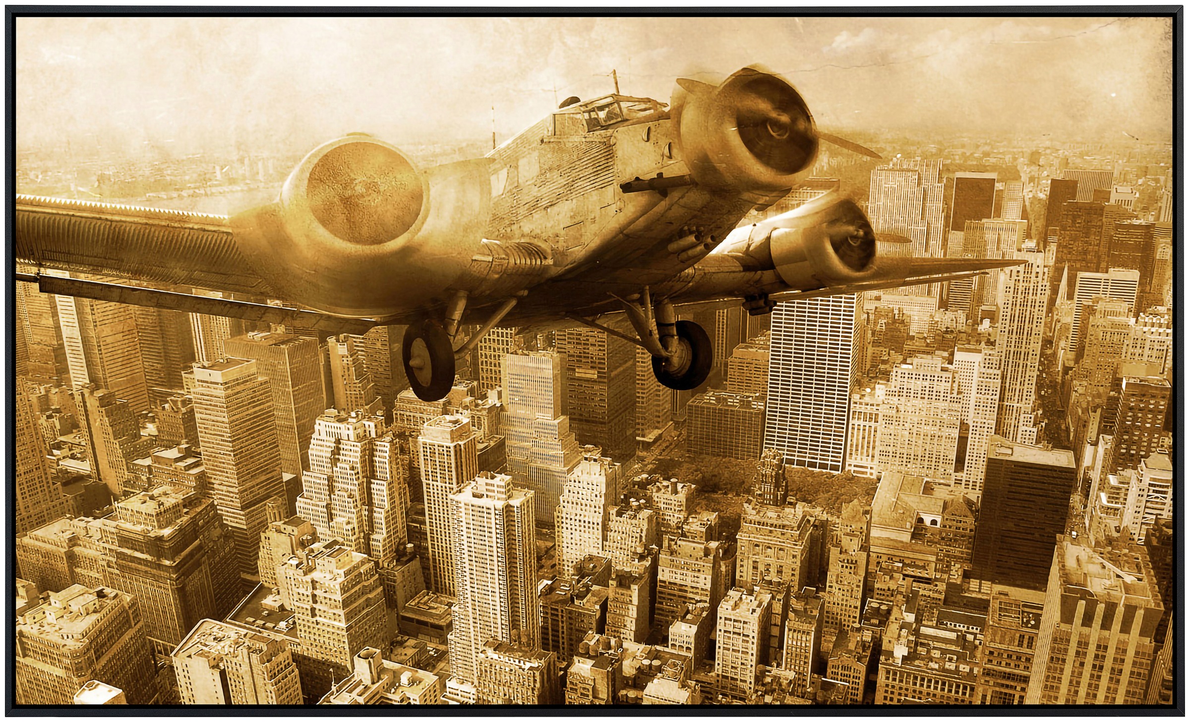 Papermoon Infrarotheizung »Altes Flugzeug über Manhattan«, sehr angenehme Strahlungswärme