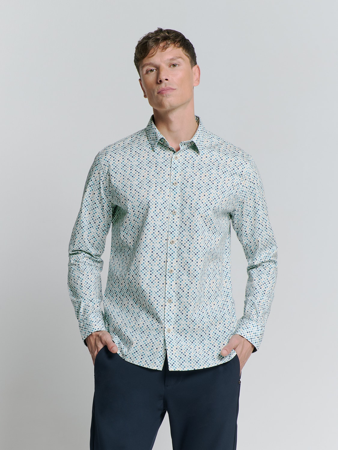 NO EXCESS Langarmhemd "No Excess Bedruckte hemd" günstig online kaufen