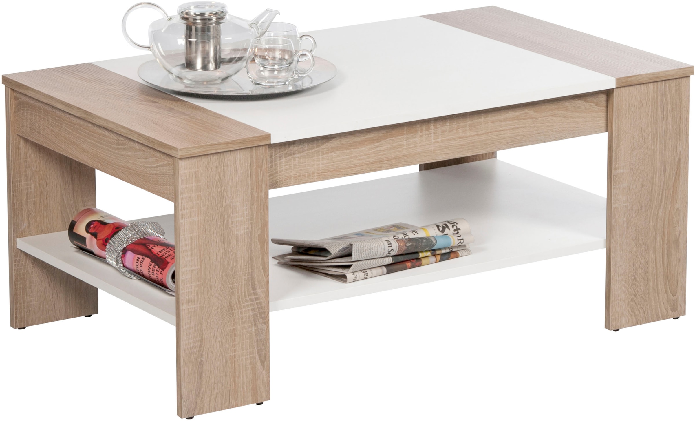 Stolkom Couchtisch "Finley mit Ablageboden, Eiche Sonoma Weiß, BxHxT 100x44 günstig online kaufen