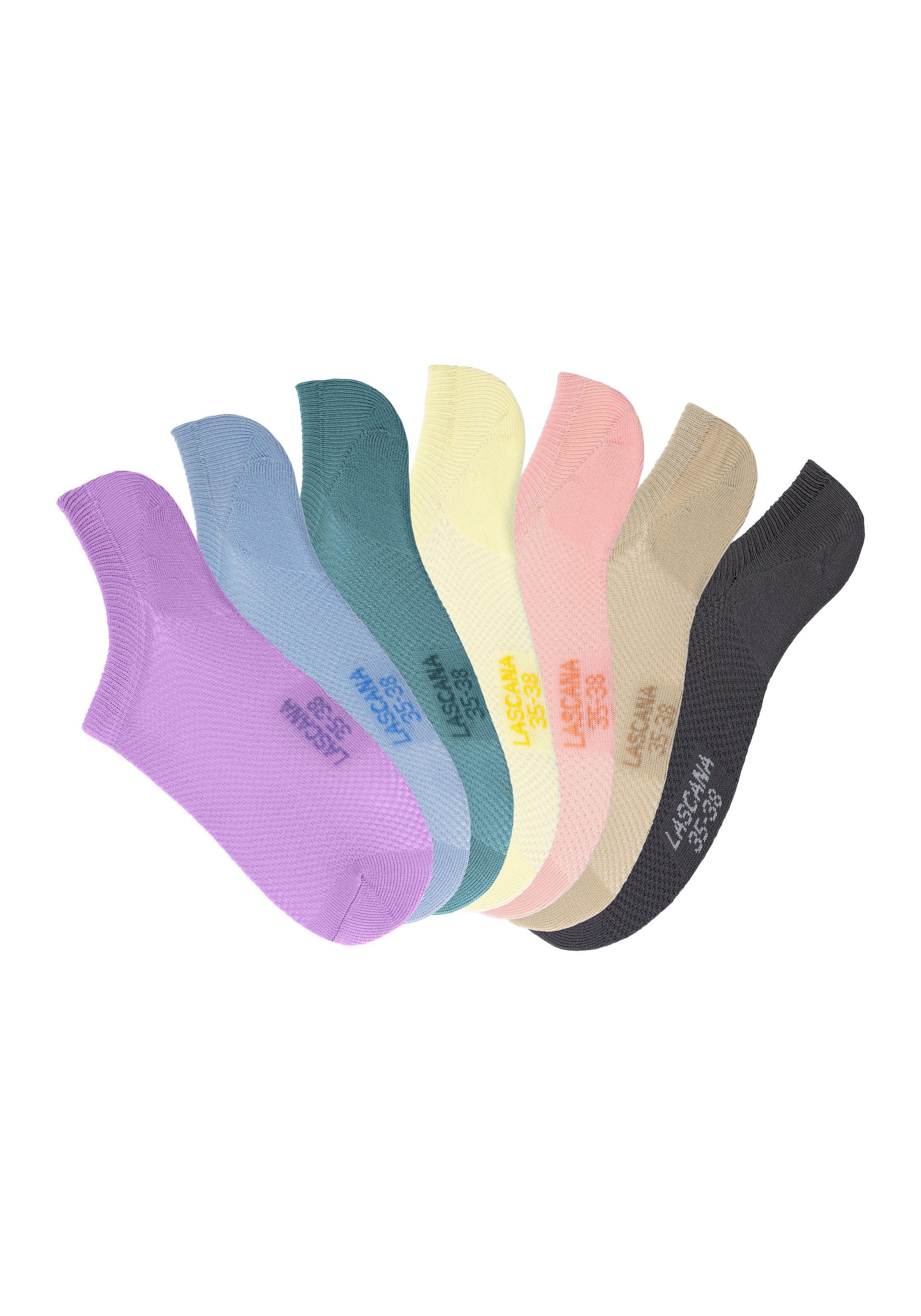 LASCANA ACTIVE Sneakersocken, (Packung, 7 Paar), mit Pikeestruktur