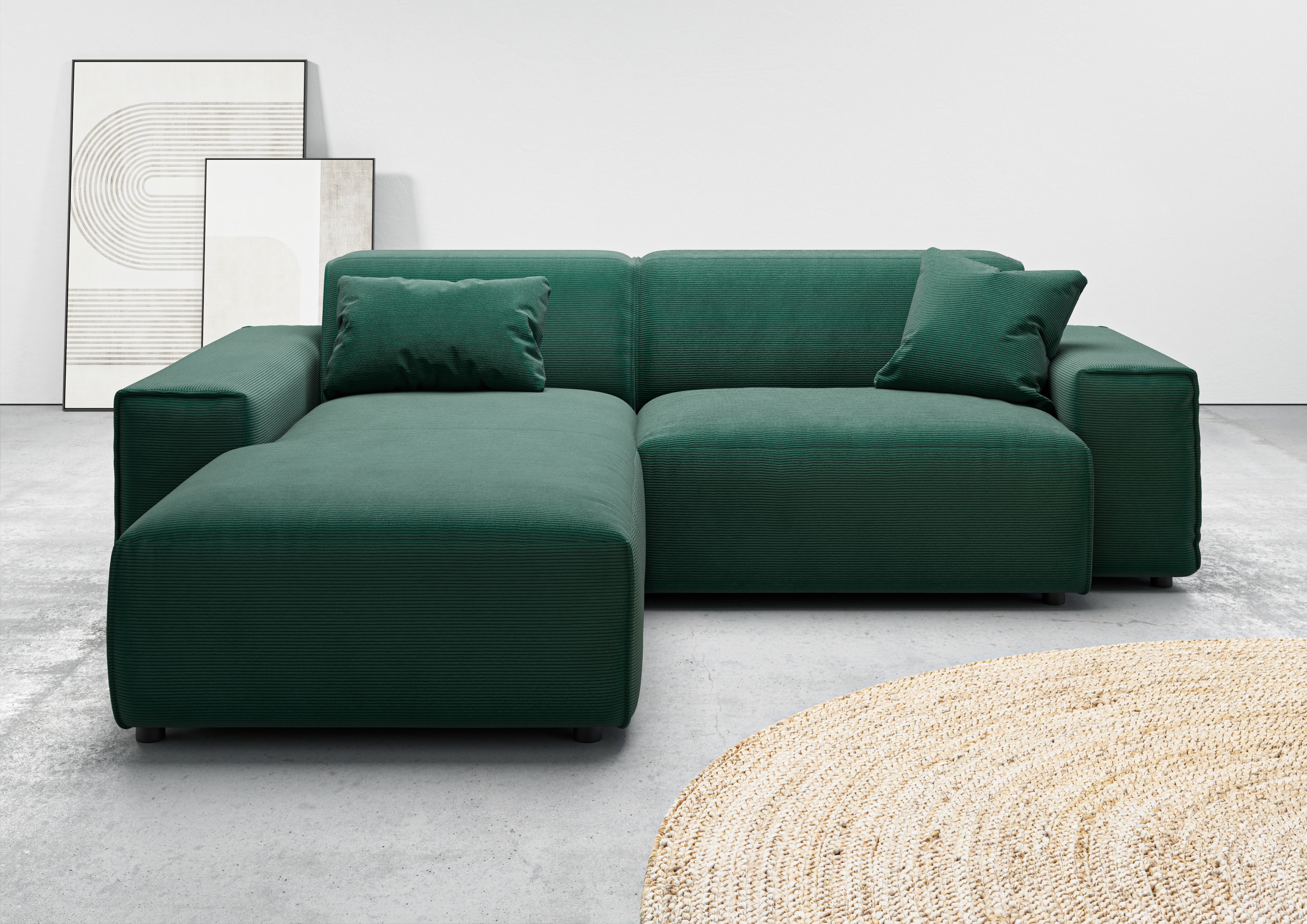 Home affaire Ecksofa "Glimminge L-Form auch in Breitcord, Feincord + Easy care-Bezug," Breite 234, Zierkissen