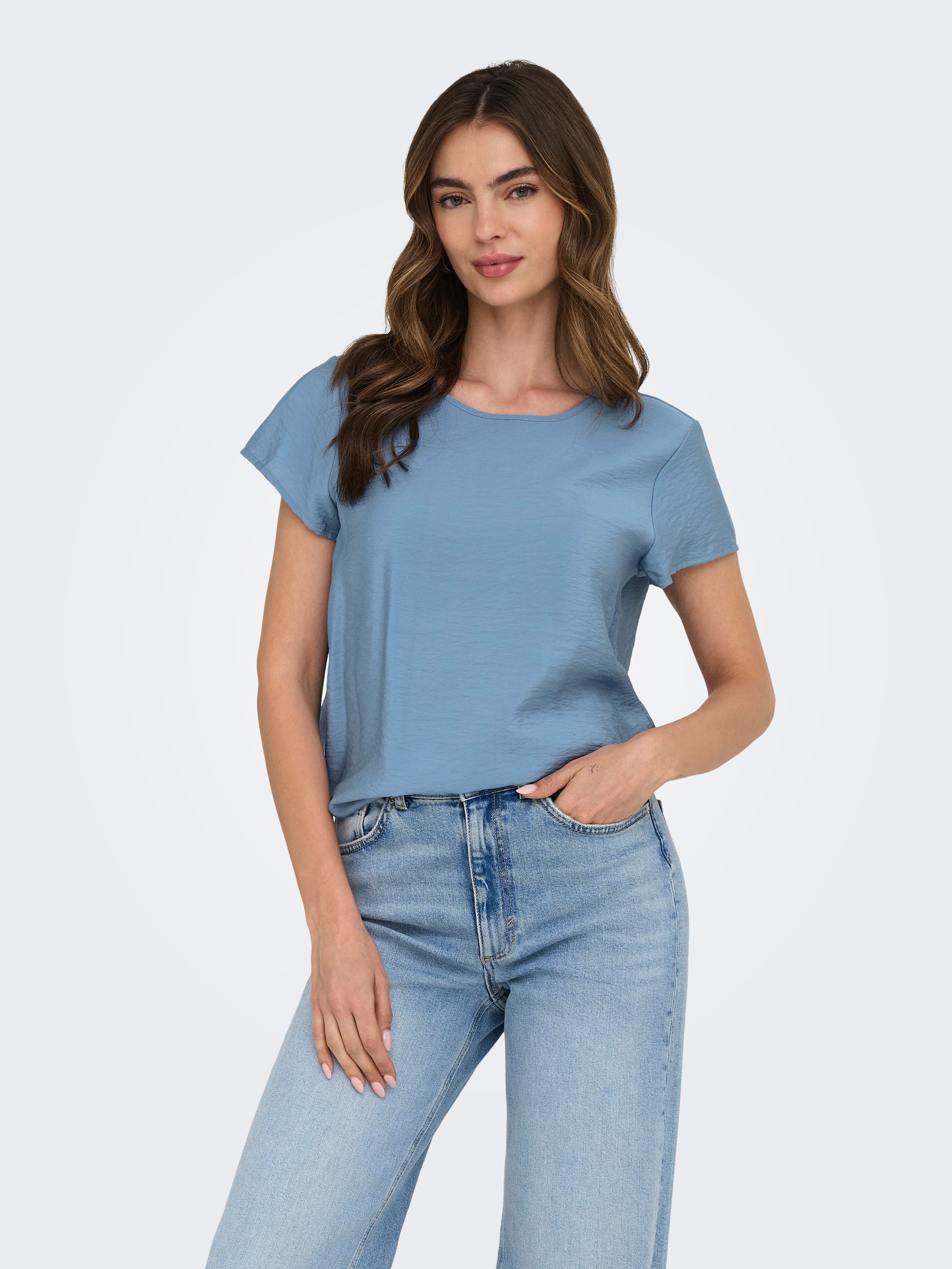 ONLY Blusenshirt "ONLAYA LIFE S/S O-NECK TOP NOOS PTM" günstig online kaufen