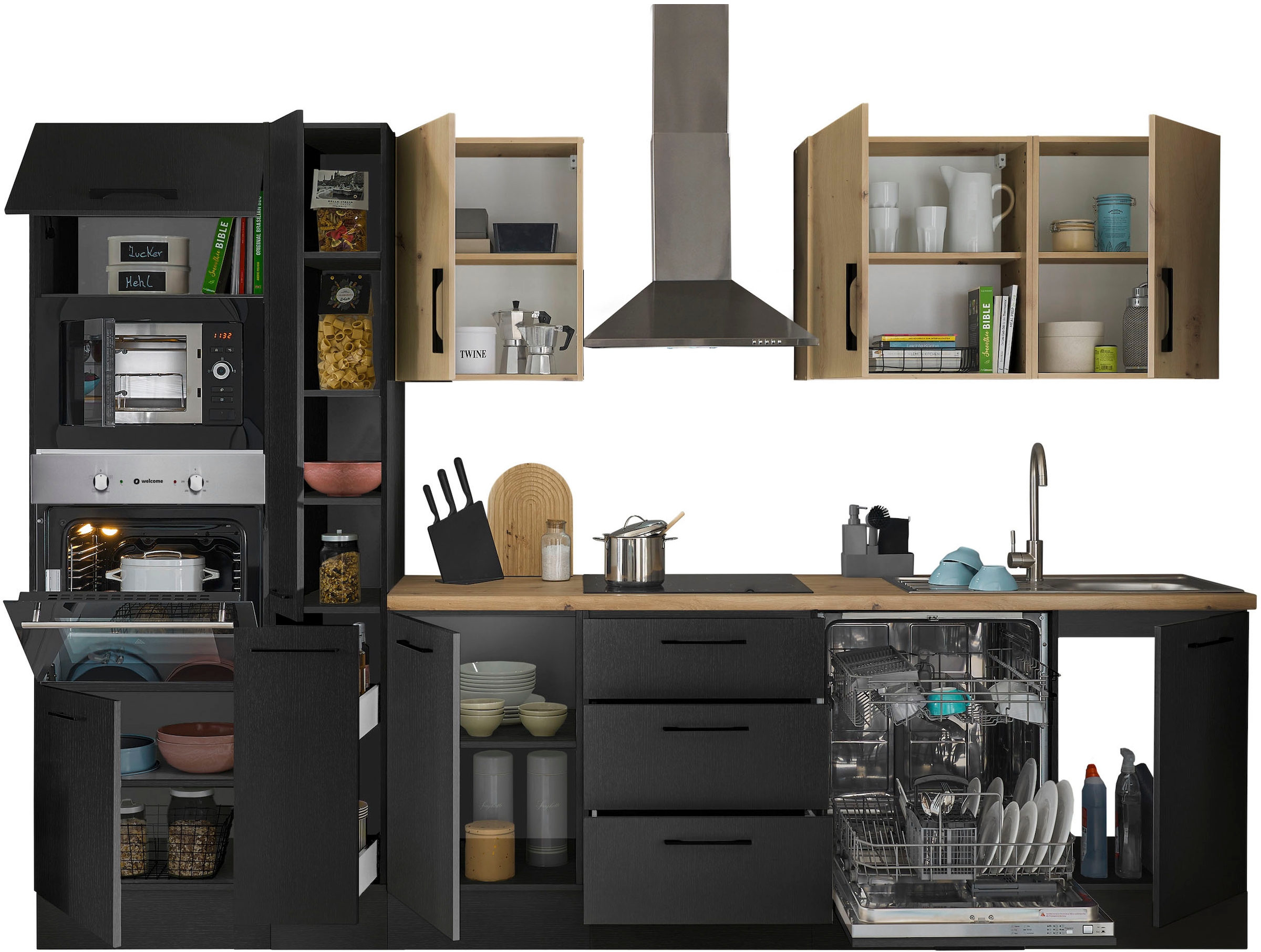 BASIC by Balculina Küchenzeile »Turin«, Breite 310 cm, wahlweise mit E-Geräten