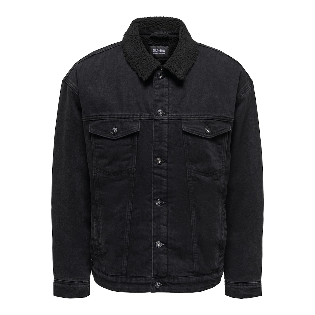 ONLY & SONS Jeansjacke »ONSRICK OVZ BLACK 6942 TEDDY DNM JACKET«