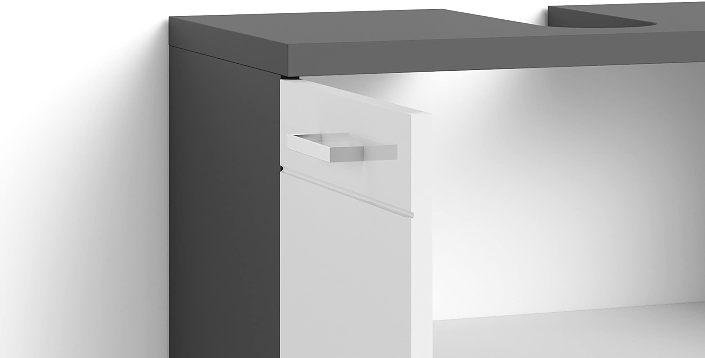 byLIVING Waschbeckenunterschrank »Nebraska«, Breite 60 cm, mit Hochglanzlackierung und verchromten Metallgriffen