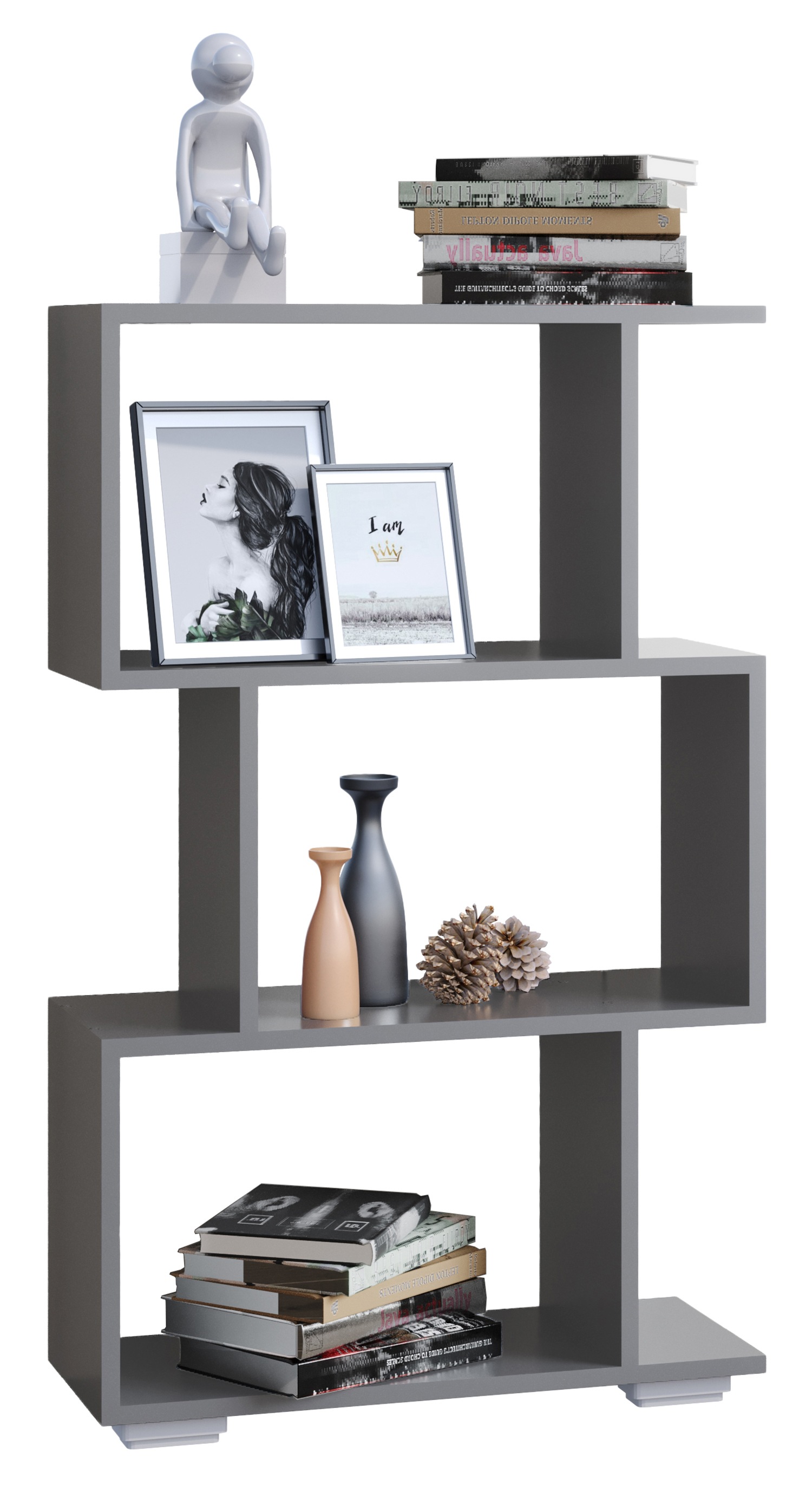 Standregal VCM, B:60cm T:24cmanthrazit, Wohnzimmer, Regale, "Holz Raumteiler Stand Regal Deko Bücher Palusa M"