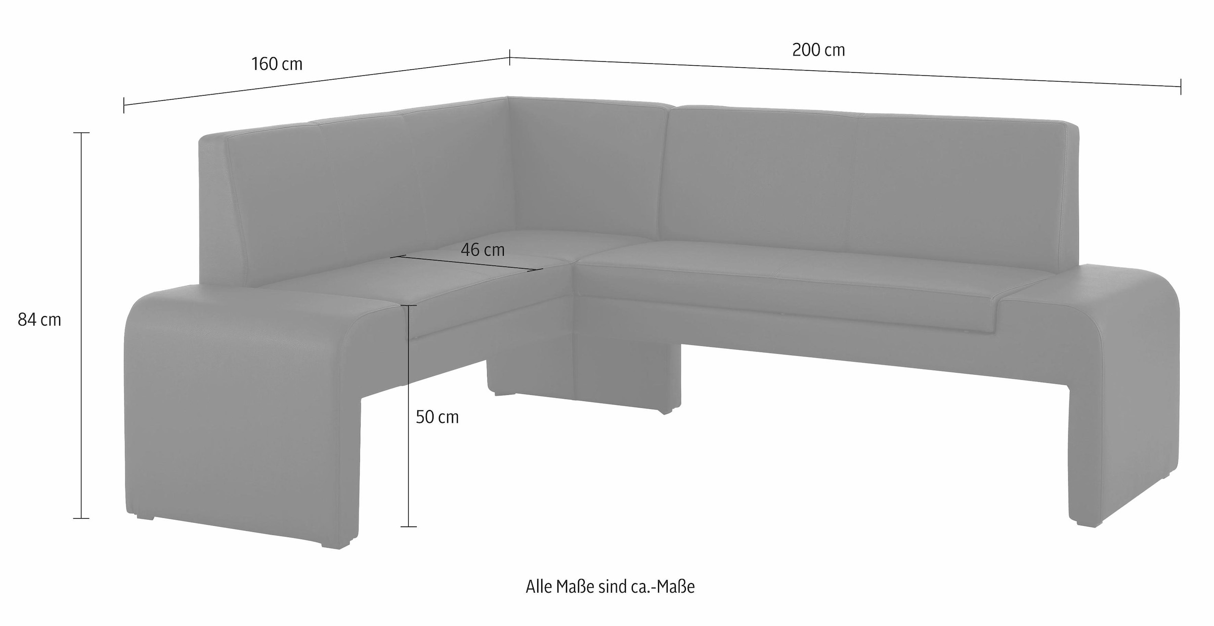 Home affaire Eckbank »Bologna«, in 2 Größen (langer Schenkel 180 oder 200 cm), verschiedene Qualitäten