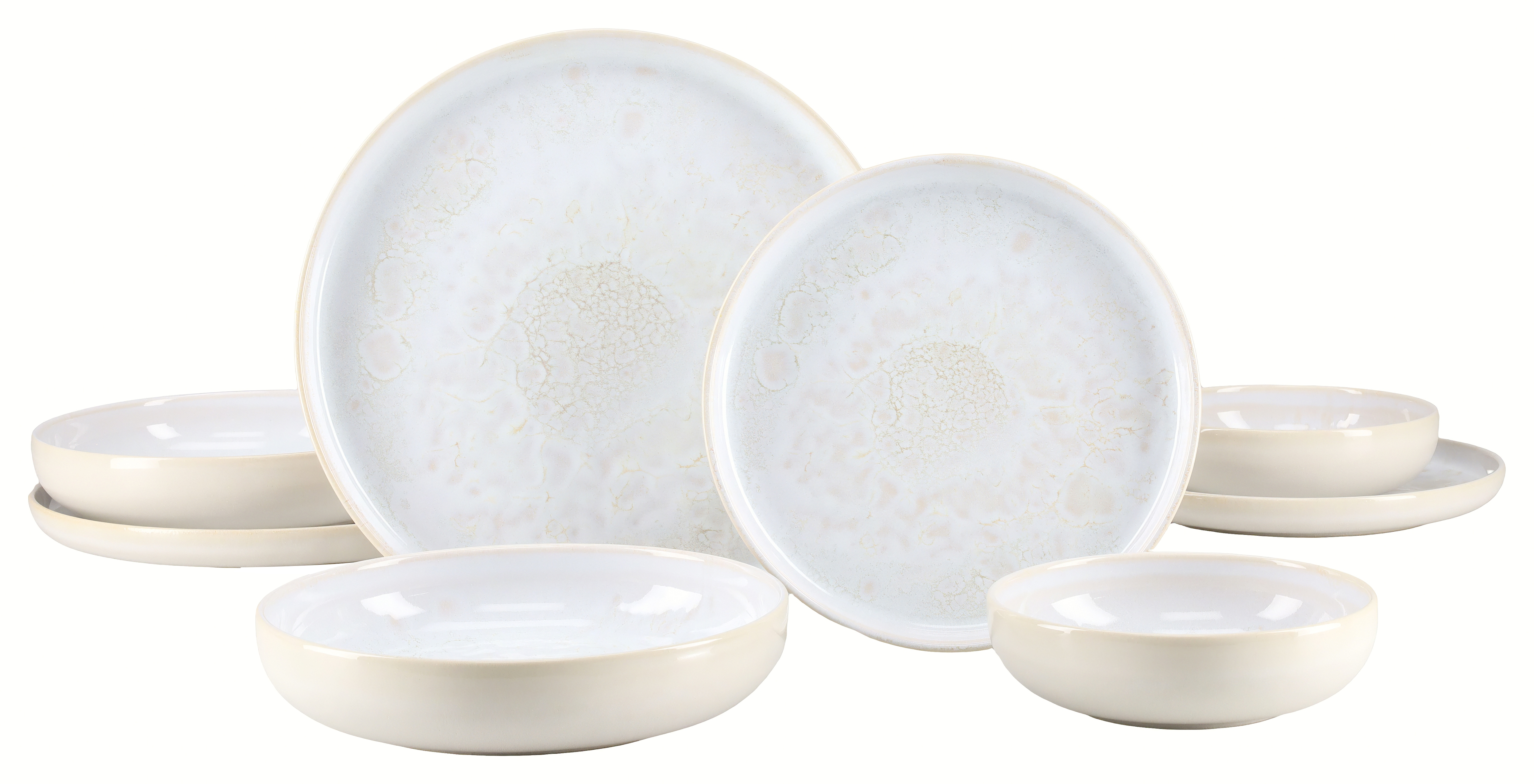 CreaTable Teller-Set "Yuki, Geschirr-Set, 8-tlg." Sanfter Weißton, Spülmaschinengeeignet, mikrowellengeeignet