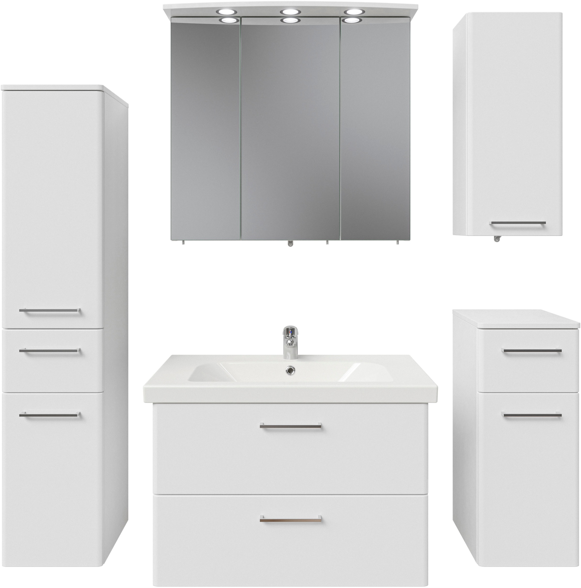 Thumbnail - Saphir Badmöbel-Set "Quickset 316 5-teilig, Keramikwaschtisch mit LED-Spiegelschrank", (6 St.), Midischrank, Unterschran...