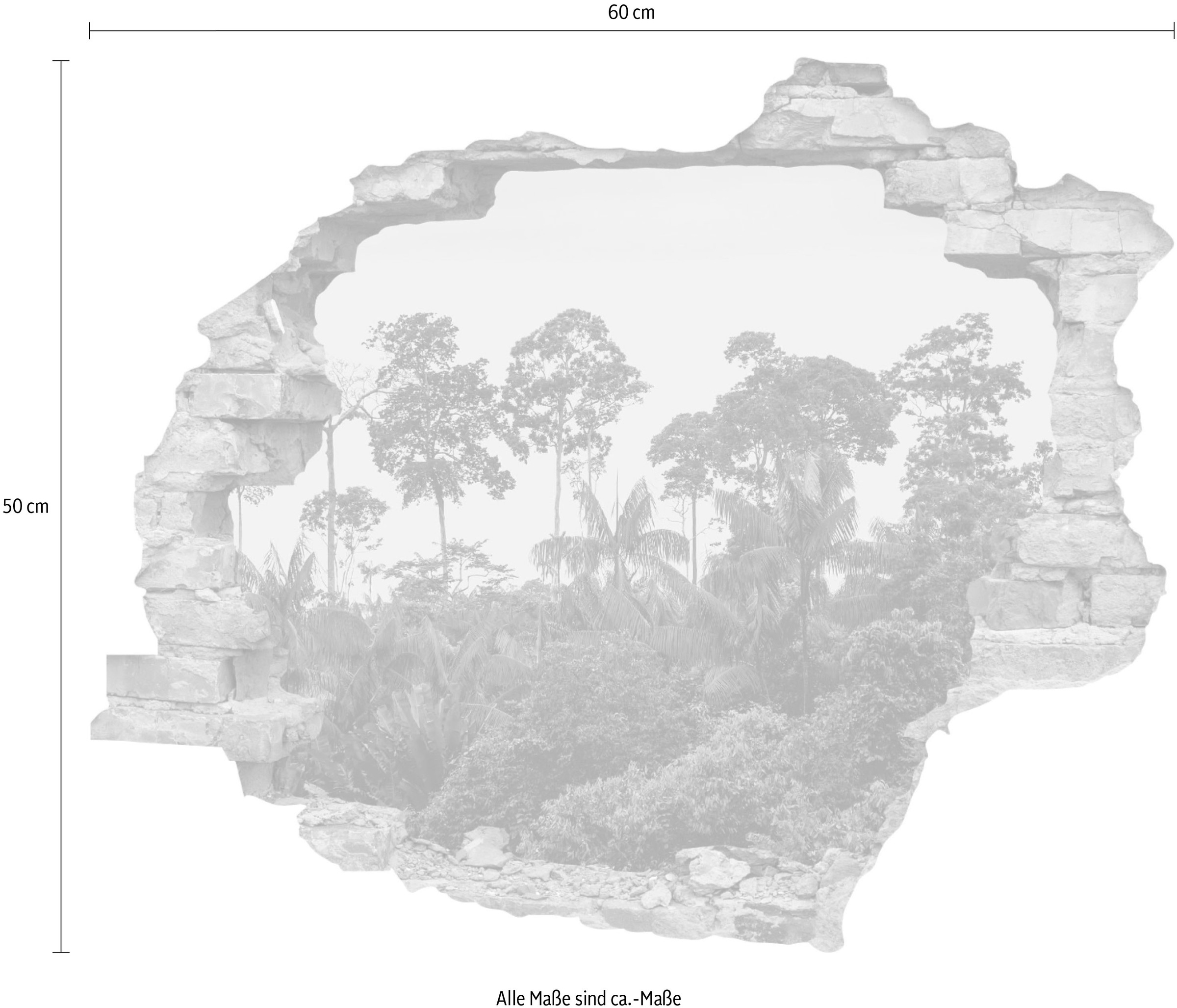 queence Wandtattoo »Regenwald«, (1 St.), Wandsticker, Wandbild, selbstklebend, 3D, Wanddurchbruch