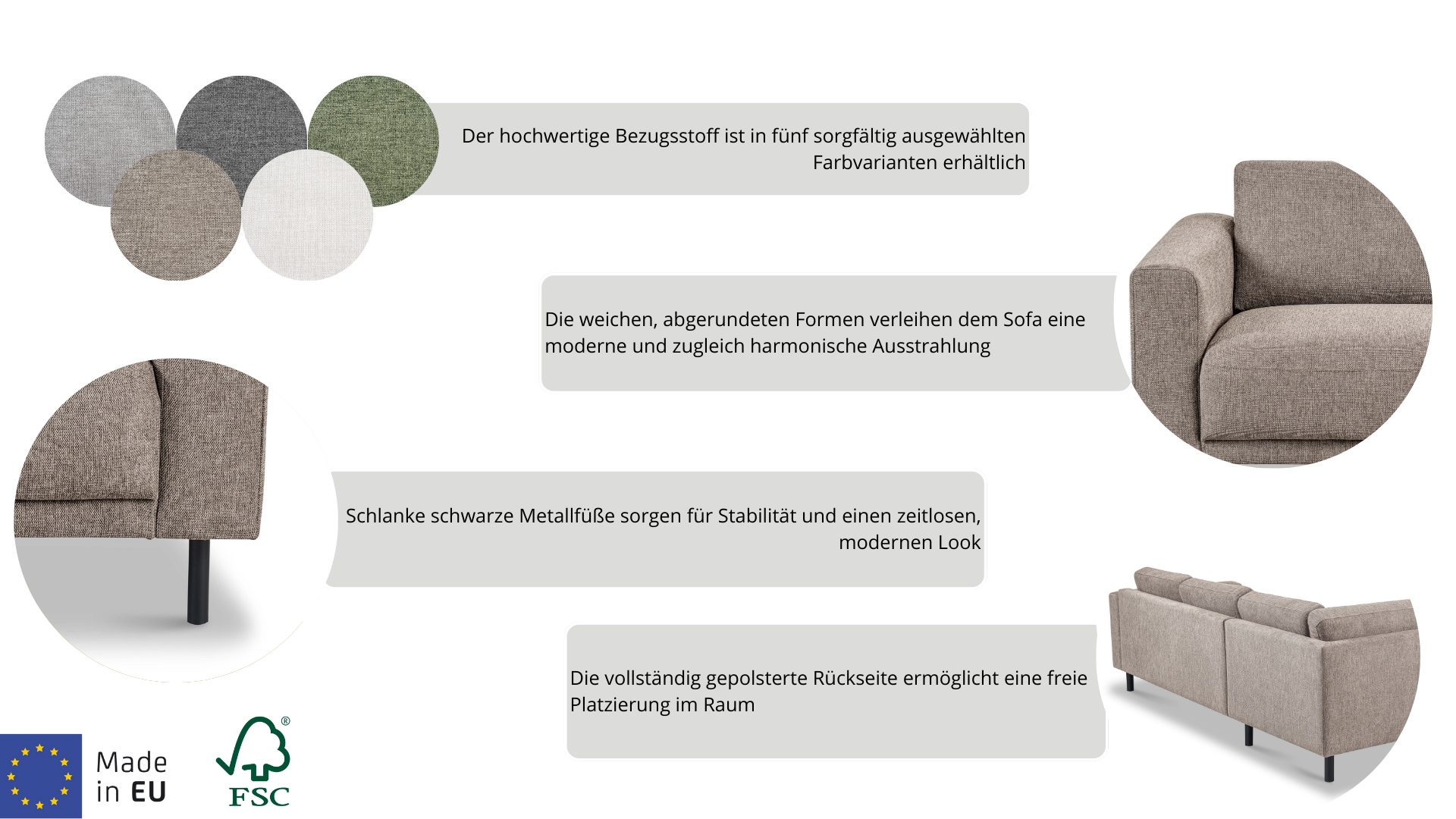 Home affaire Polsterhocker »Sveeva, 73x57 cm, schwarze Metallfüße« langlebiger Webstoff, viele Farben zur Auswahl