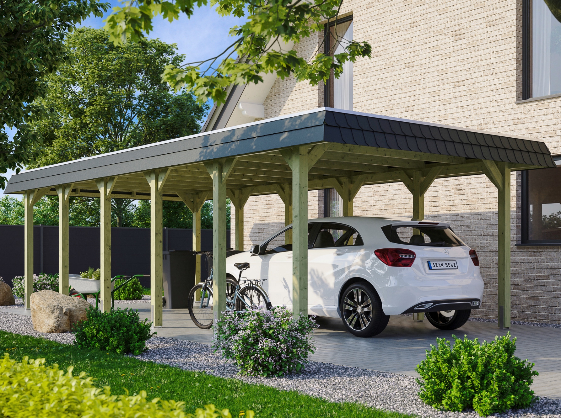 Skanholz Einzelcarport "Spreewald" Massivholz 342 cm grün