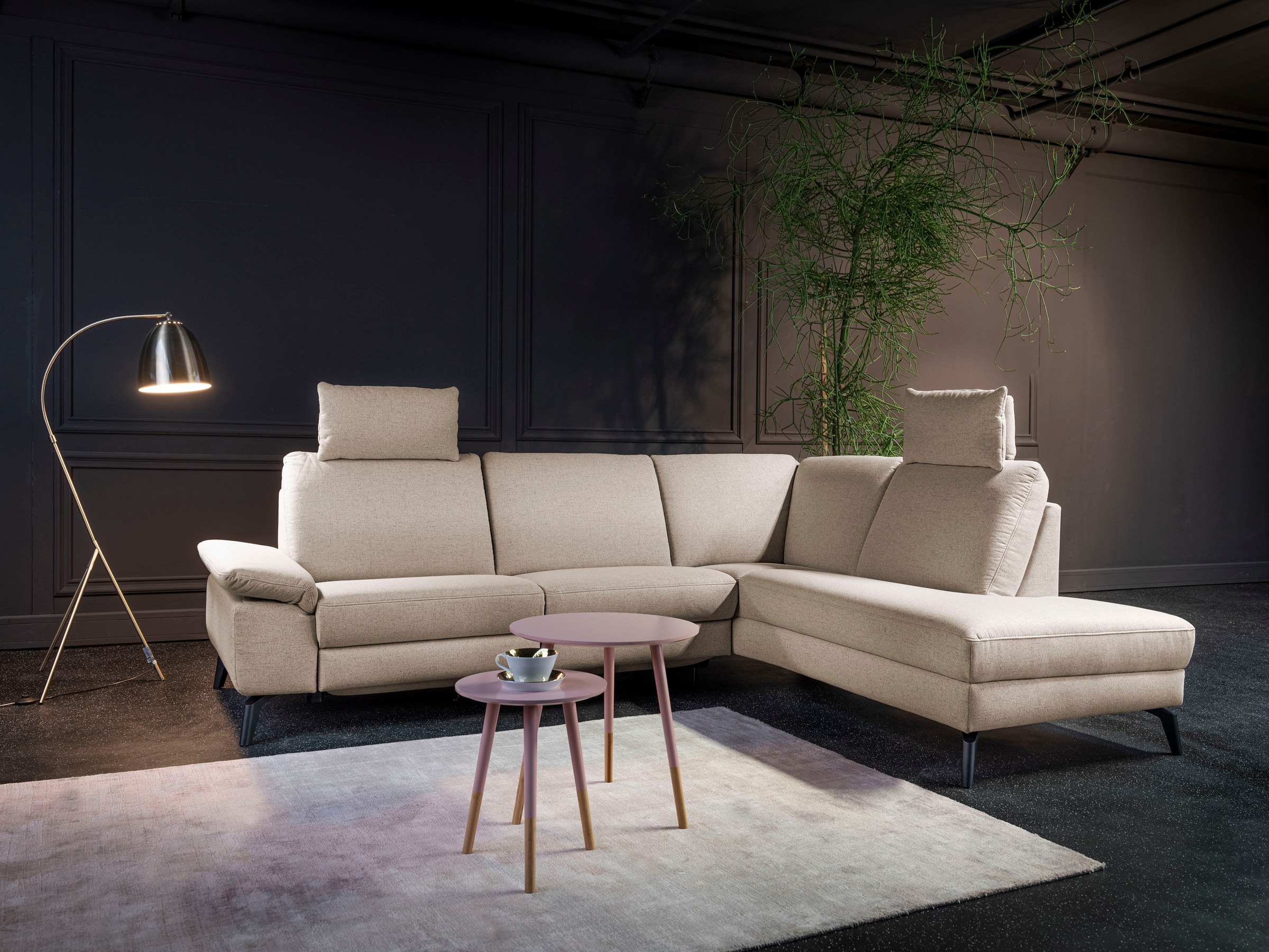 Ecksofa ALINA, beige (beige gba 2), B:243cm H:118cm T:210cm, Struktur GBA (100% Polyester), Sofas, Ecksofa, inkl. Kopfstützen, wahlweise mit Relaxfunktion, Breite: 243 cm 9
