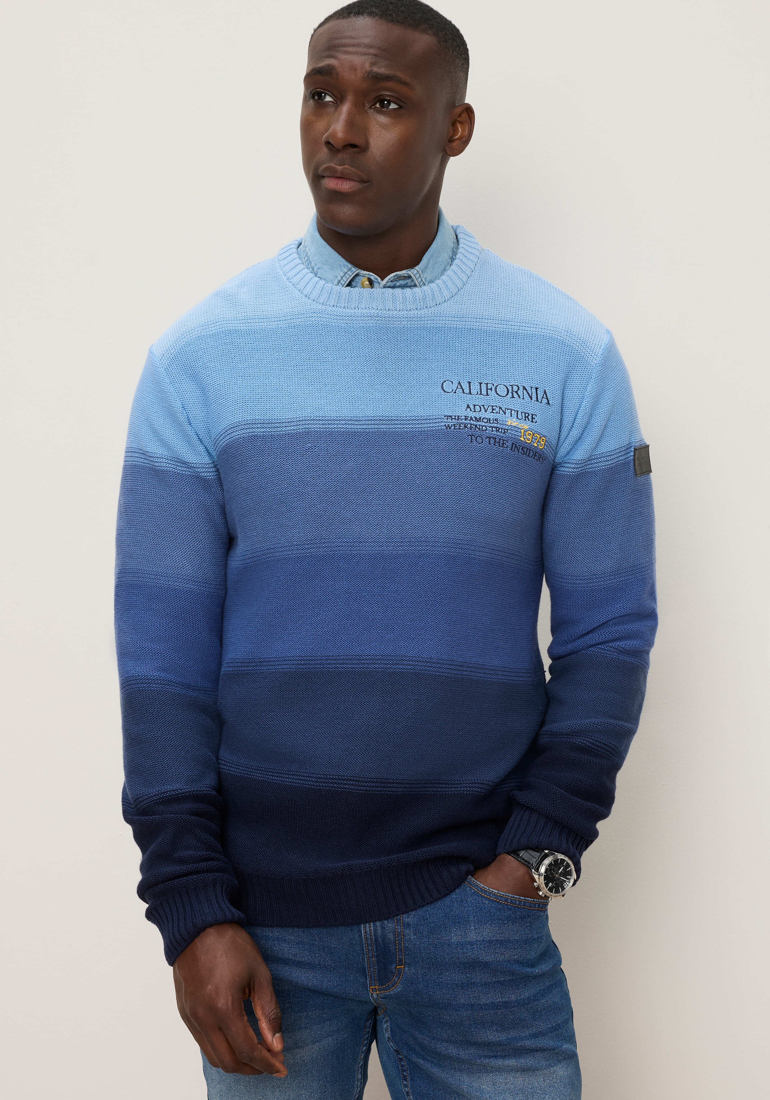 KangaROOS Strickpullover mit Rundhalsausschnitt, Regular Fit, Farbverlauf, Langarm