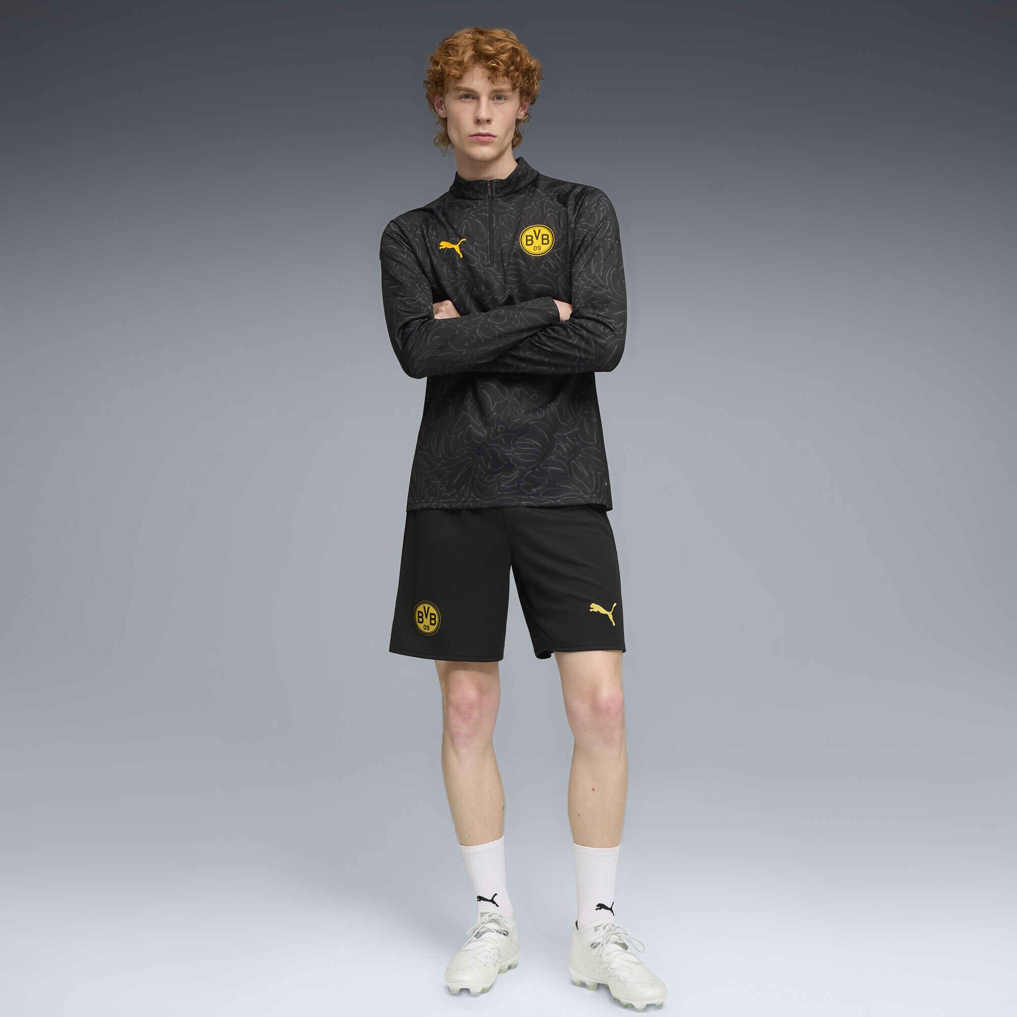 PUMA T-Shirt »Borussia Dortmund Aufwärmoberteil mit viertellangem«