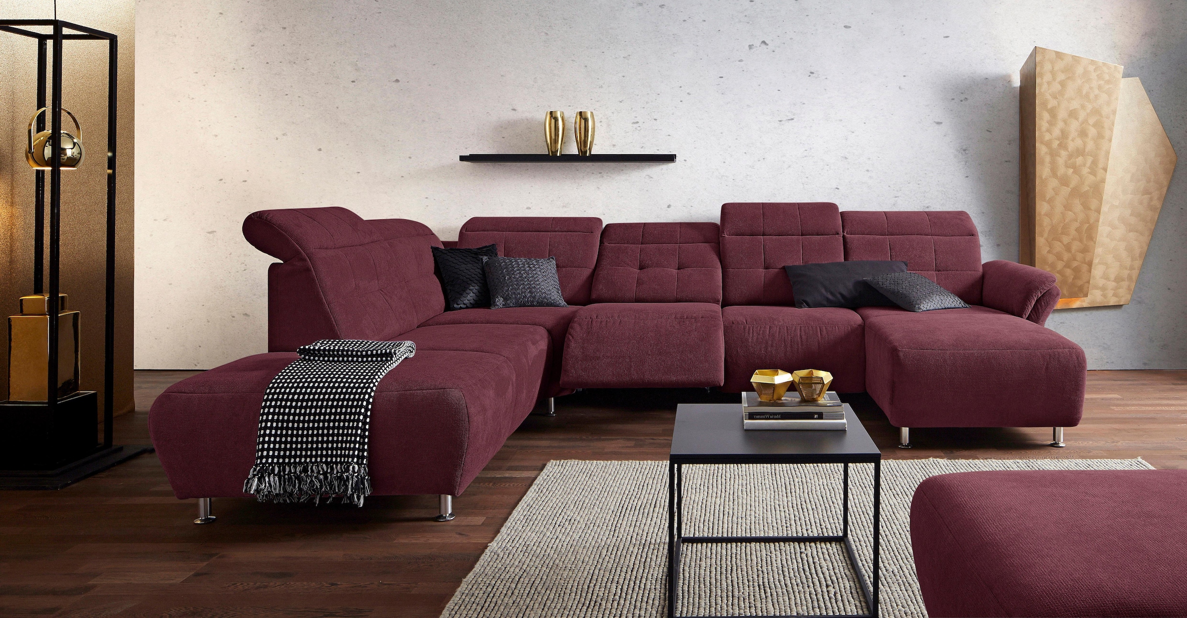 Home affaire Wohnlandschaft "Manhattan U-Form" 2 Sitze mit elektrischer Rel günstig online kaufen