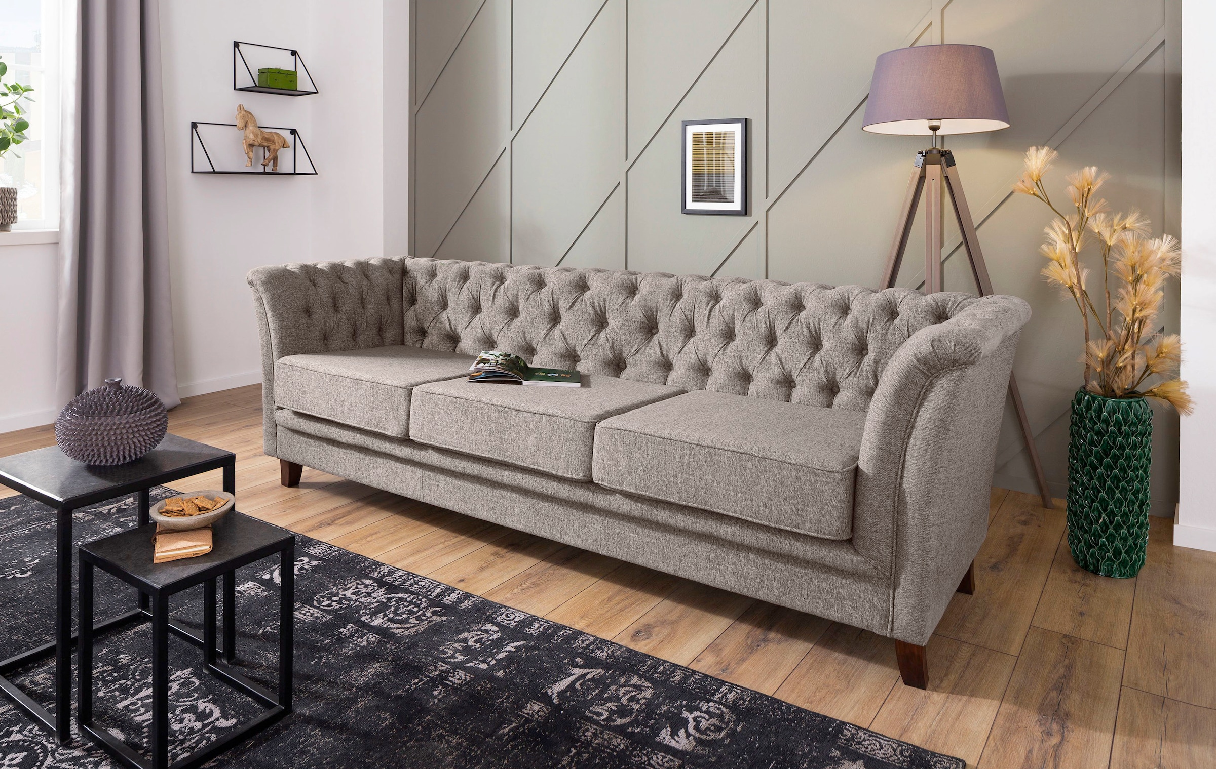 Home affaire Chesterfield-Sofa "Dover", aufwändige Knopfheftung in Chesterfield-Optik