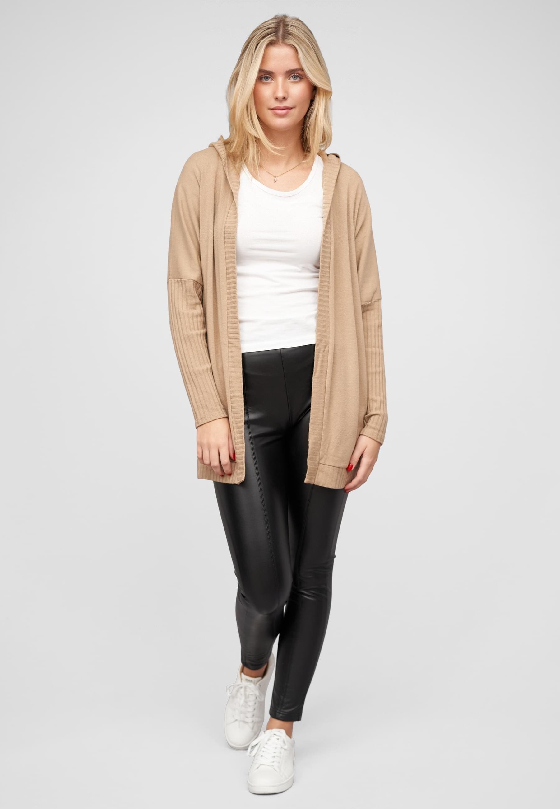 CLOUD 5IVE Strickjacke »CLOUD 5IVE Cardigan mit offenem Schnitt und Kapuze«