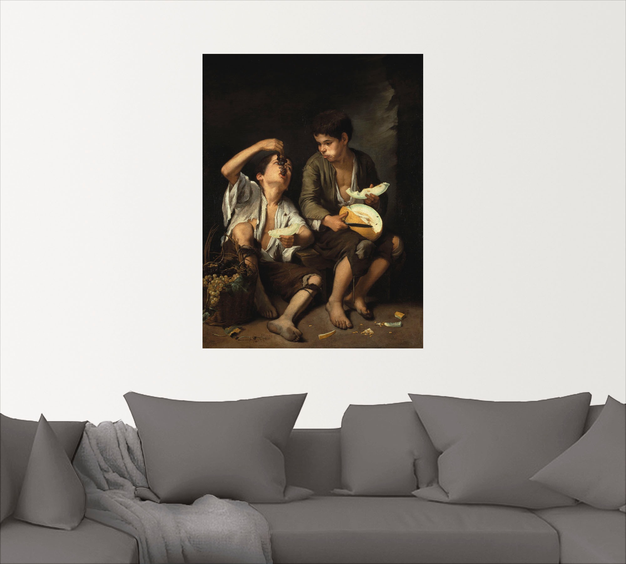 Artland Wandbild »Trauben- und | (1 1645/46«, BAUR bestellen oder Kind, Wandaufkleber Melonenesser. St.), als Leinwandbild, in Größen Poster versch