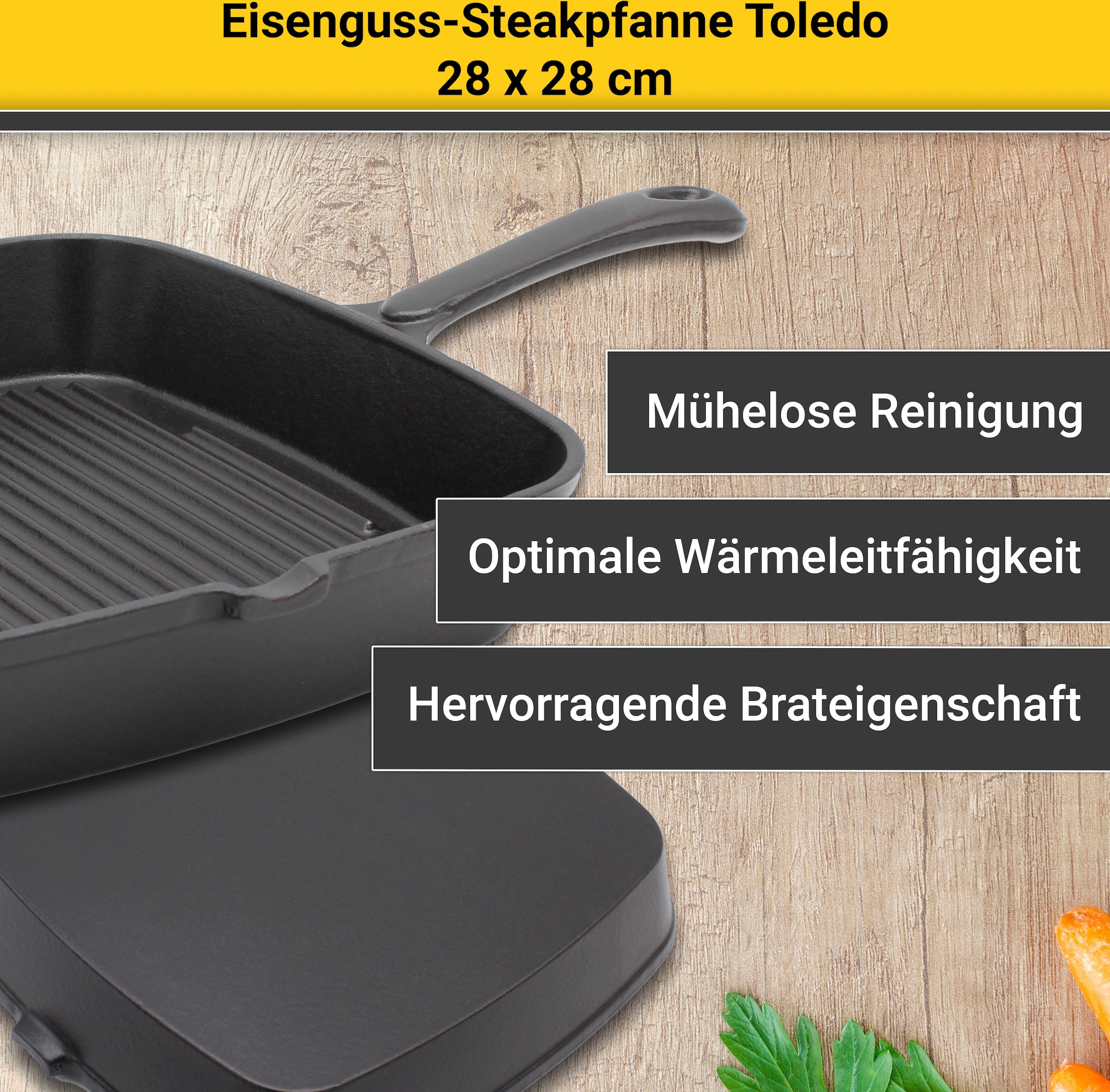 Krüger Steakpfanne | bestellen Gusseisen, Induktion 28x28 tlg.), cm, (1 BAUR »Toledo«