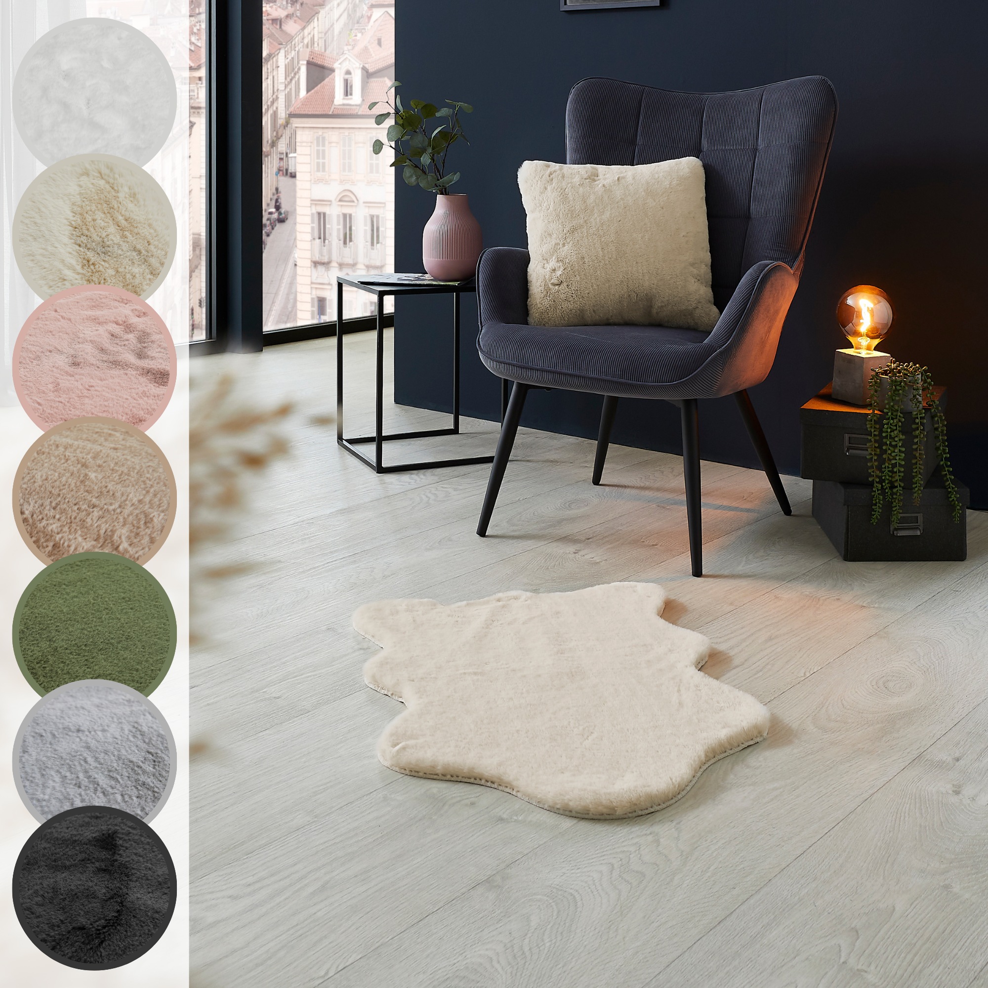 LUXOR living "Novara" fellförmig 30 mm Höhe Kunstfell, weiche Kaninchenfell-Haptik, waschbar, auch als 2er Set
