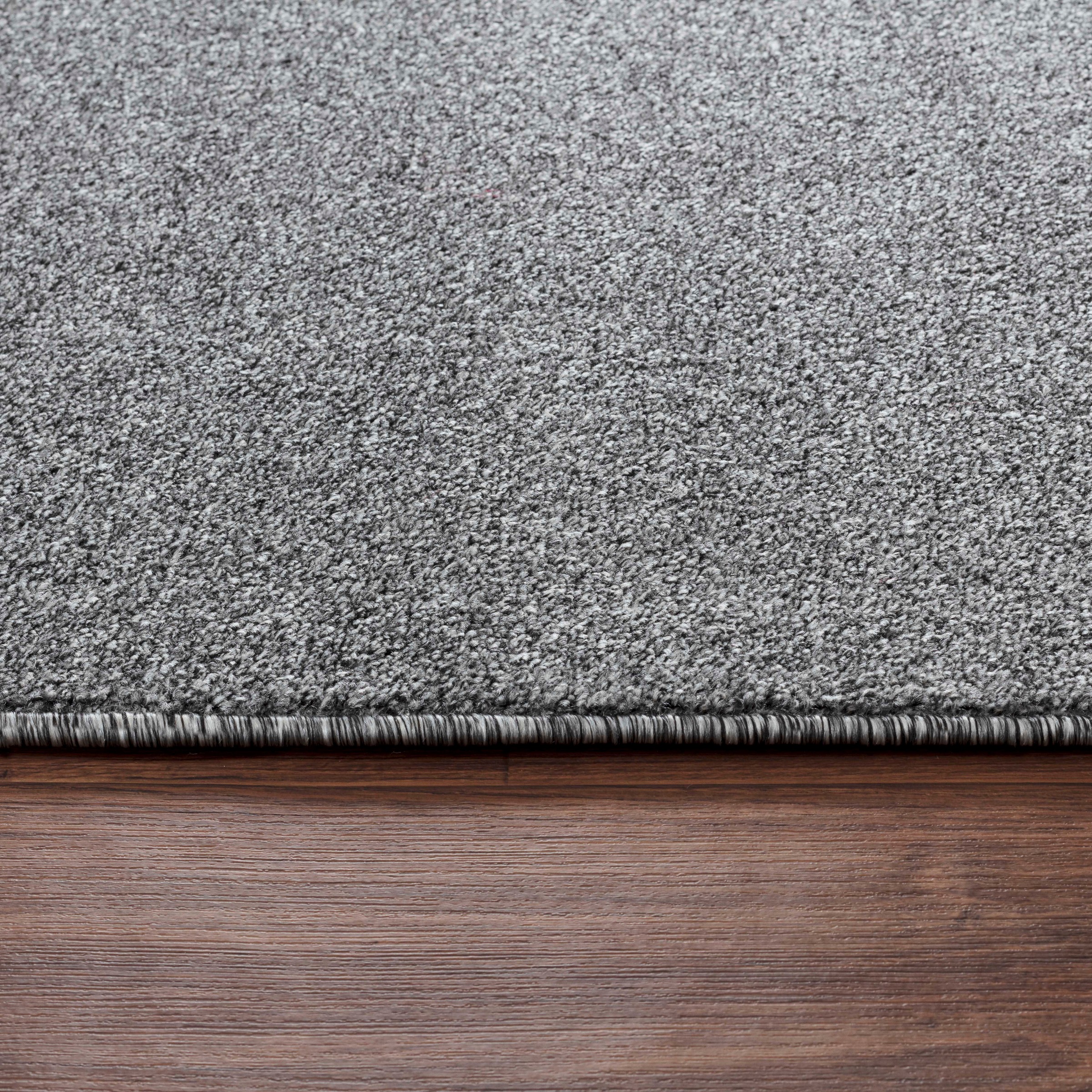 my home Teppich »Kurzflor-Frisee MALAGA 4700 uni meliert«, rechteckig, 10 mm Höhe, Wohnzimmer, Schlafzimmer, flacher robuster Teppich, Läufer und Rund