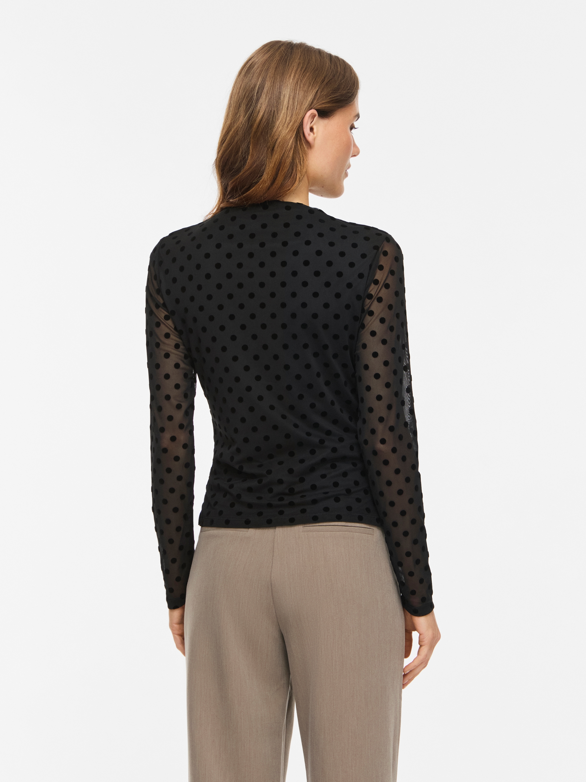 Vila Langarmshirt »VIRIKKE L/S FUNNEL NECK TOP - NOOS« Materialmix, eng geschnitten