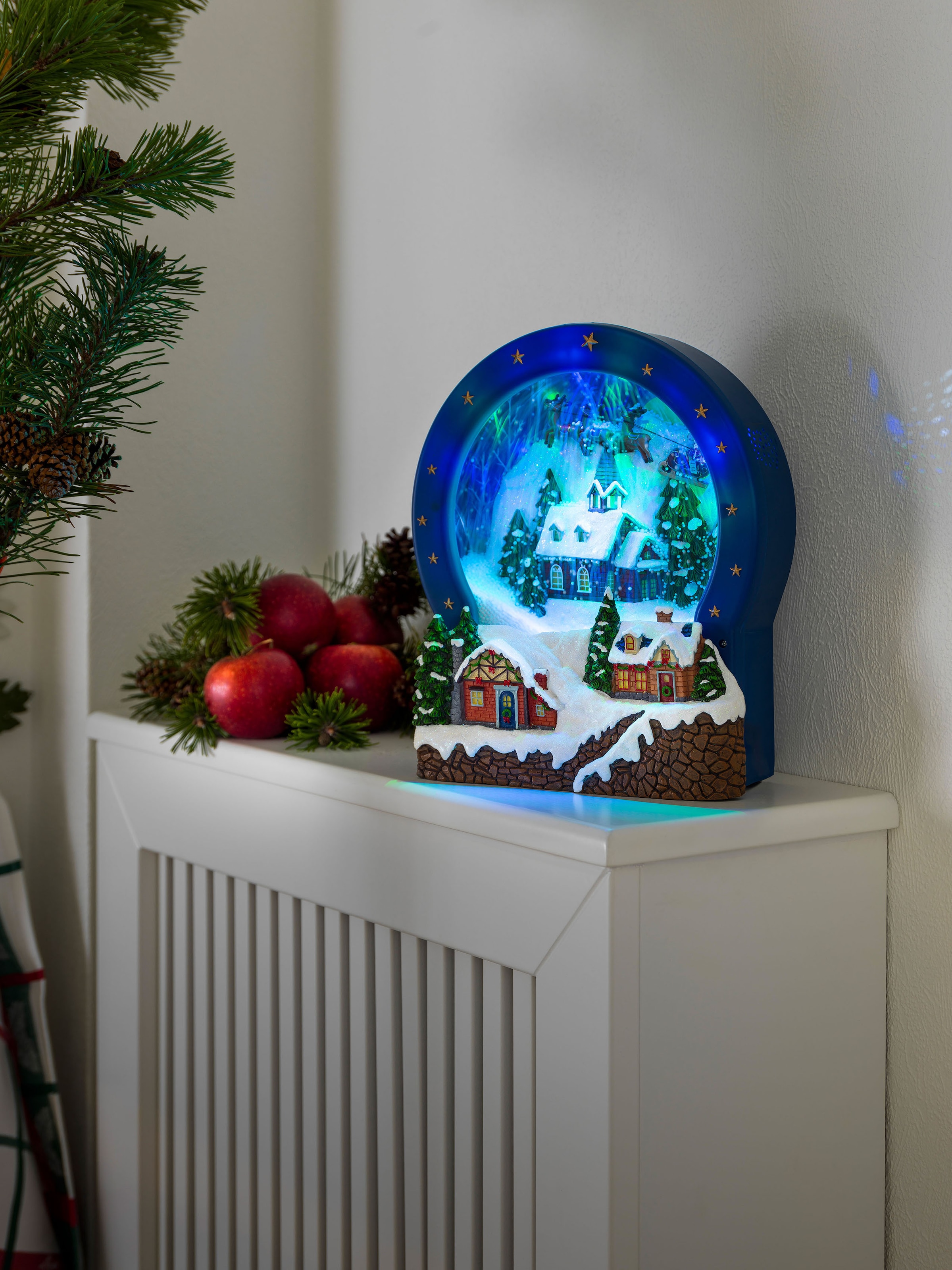 KONSTSMIDE LED Dekolicht "Weihnachtsdeko", 9 flammig, Leuchtmittel LED-Modul  LED fest integriert, Szenerie Dorf, Glas, 