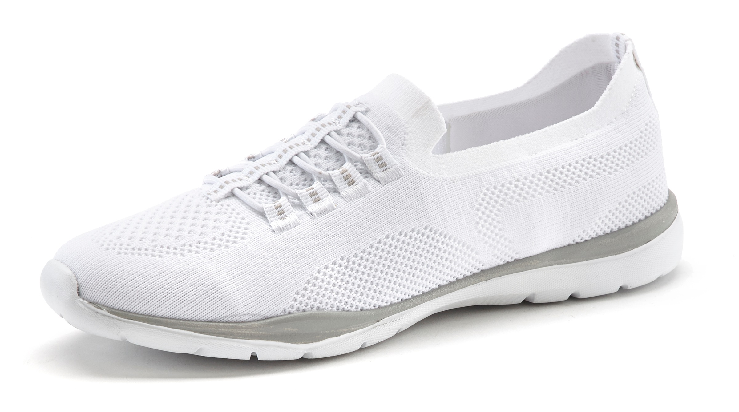 Sneaker LASCANA "Slipper, Halbschuh, Slip-On-Sneaker", Damen, Gr. 43, weiß, Obermaterial: 100% Textilmaterial. Decksohle: 100% Textilmaterial. Futter: 100% Textilmaterial. Laufsohle: 100% Synthetik, unifarben, Basic, Schuhe Sneaker, aus leichtem Textil-Ma 2